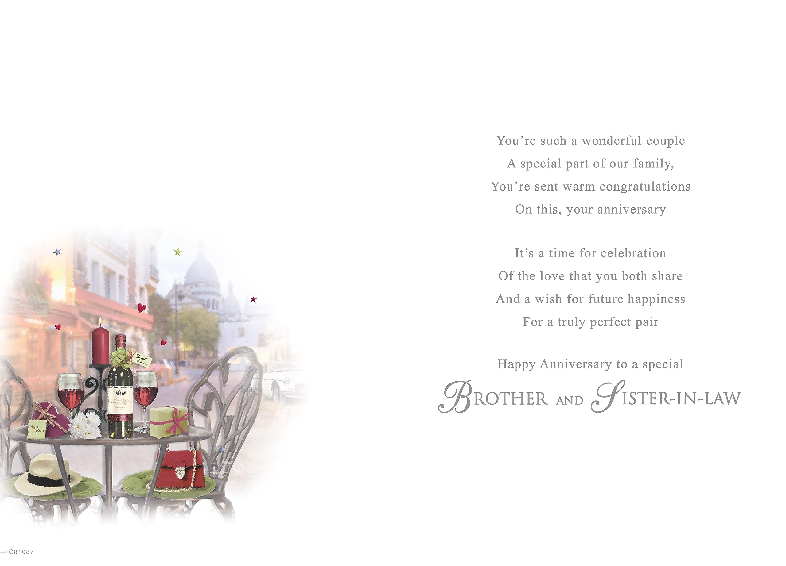 Piccadilly Greetings Anniversary Card for Brother & Sister In Law | 9 x 6 Inches | Stunning Design
