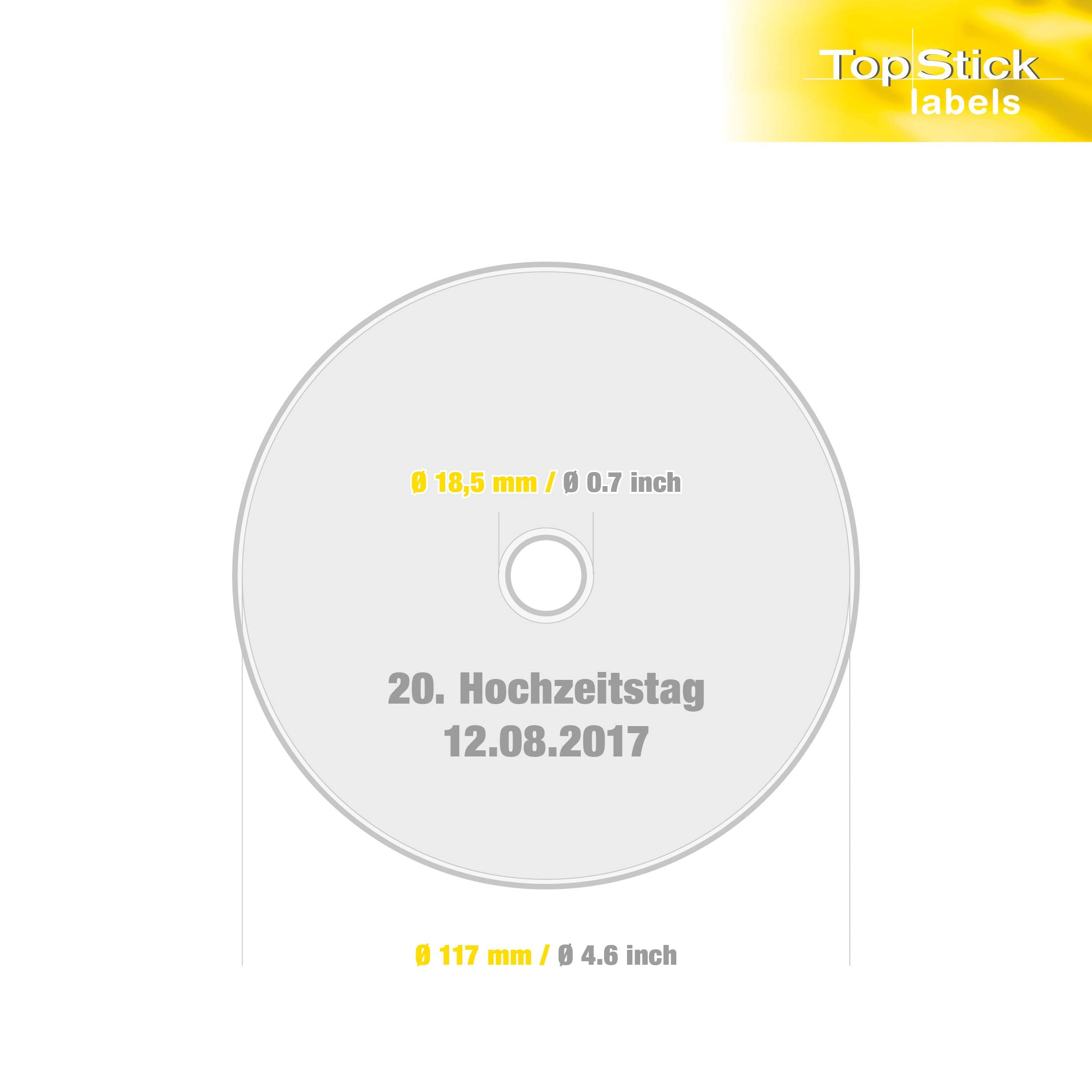 TopStick 8656 Full Face CD Labels - Ø 117 mm Maxi, 2 Labels/A4 Sheet, 200 Labels (100 Sheets) 3