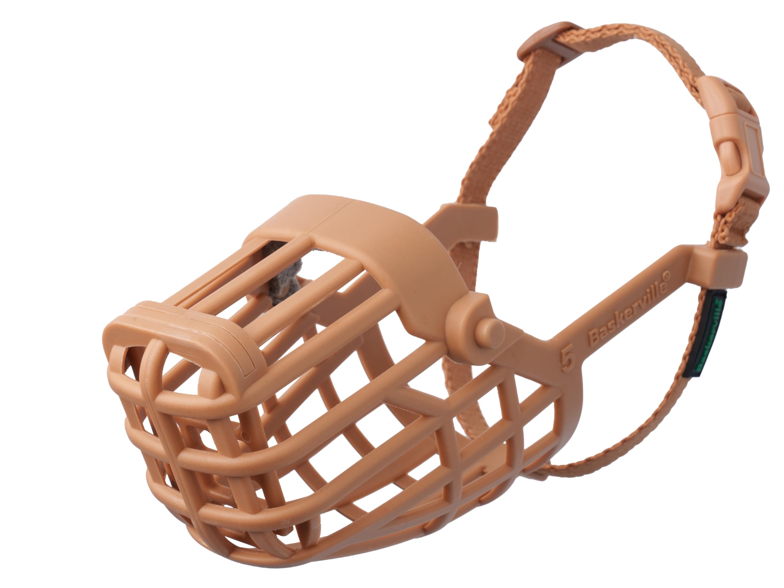Baskerville Classic Basket Muzzle - Size 5, Prevents Biting & Scavenging | Brown