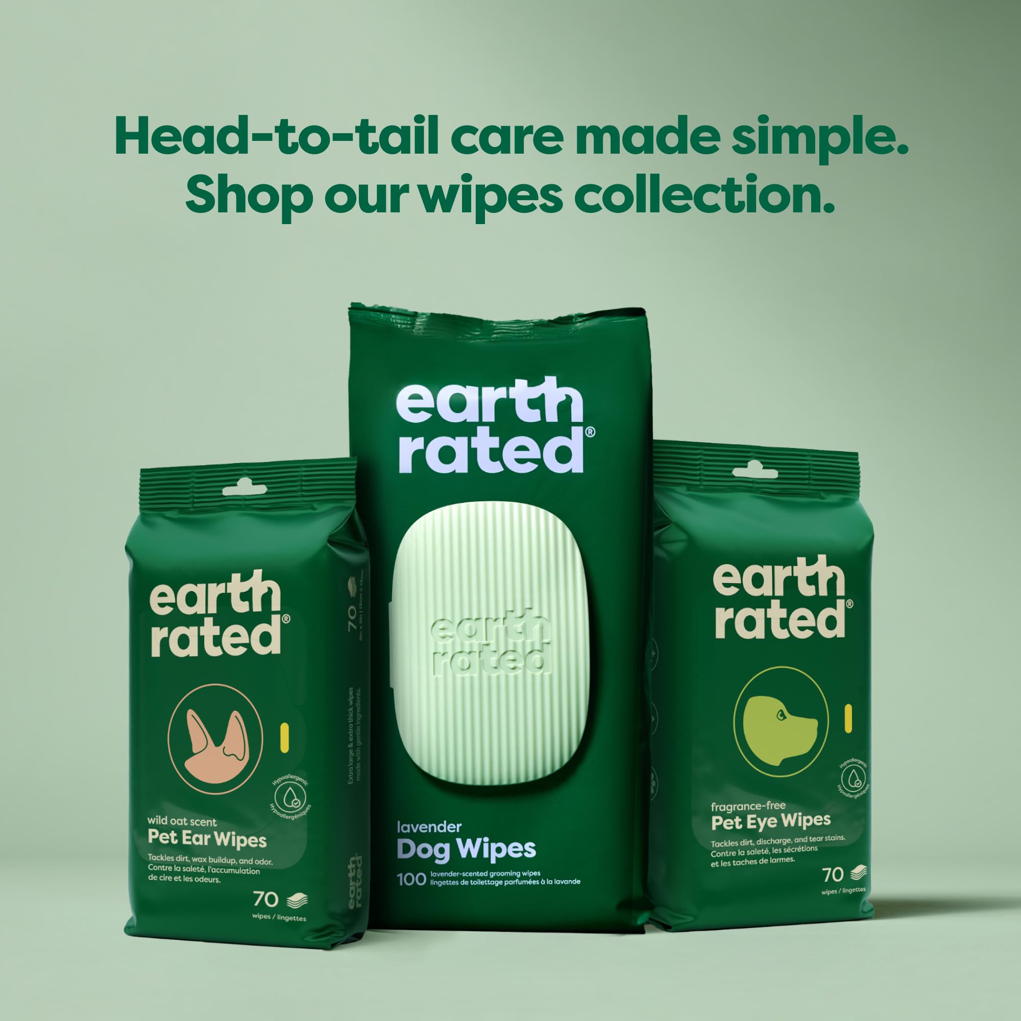 Earth Rated Vet-Developed Hypoallergenic Dog Ear Wipes with Aloe Vera & Chamomile | 70 Count | Wild Oat Scented 6