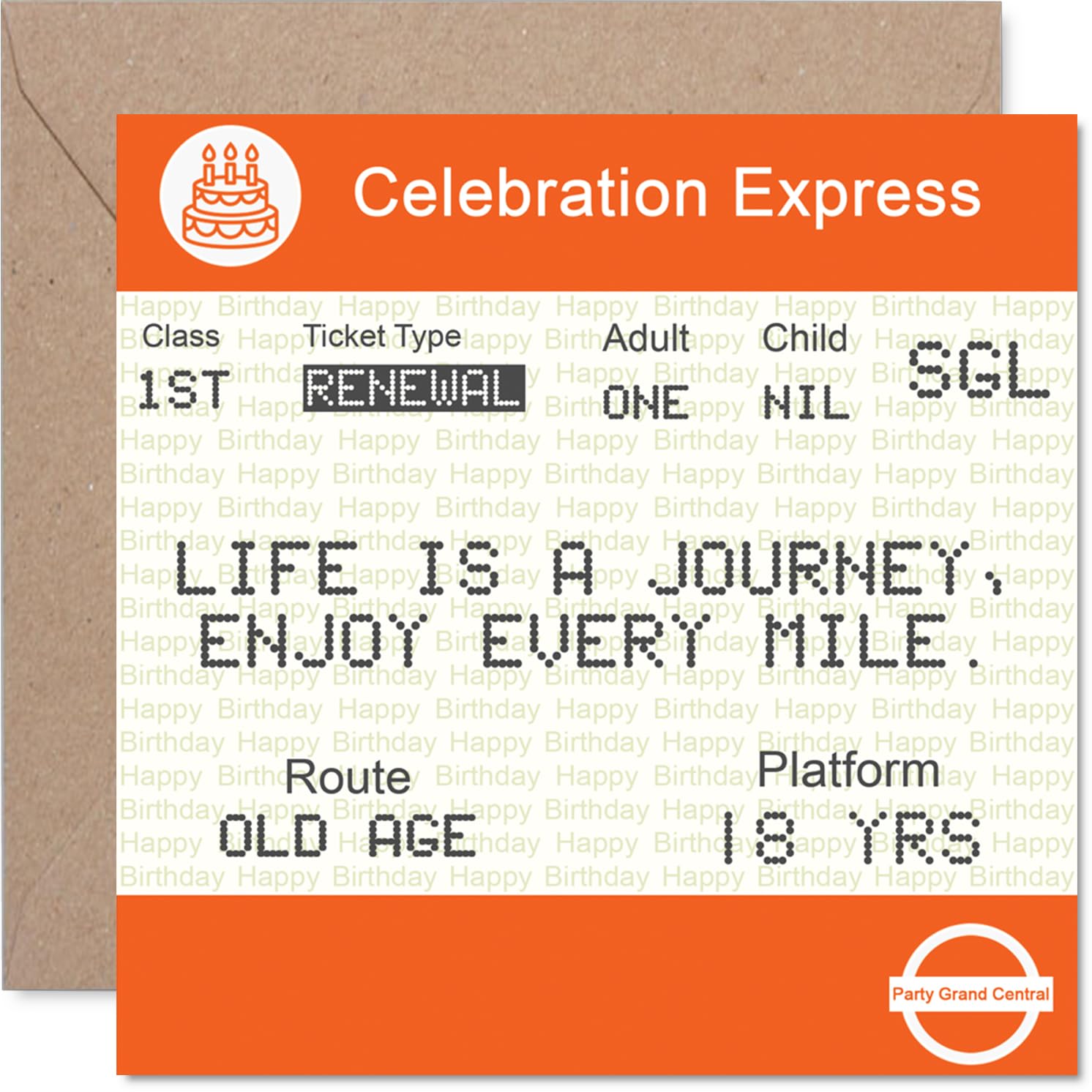 Stuff4 18th Birthday Card for Women Men - Ticket to Old Age Greeting Card 145mm