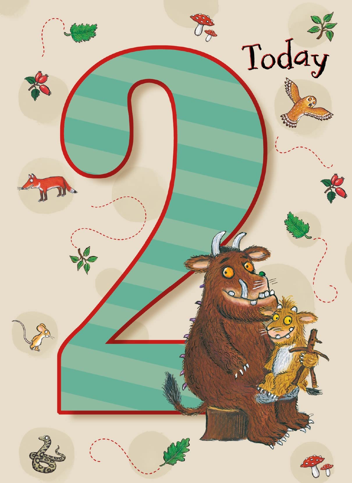 Danilo Promotions LTD Gruffalo 2nd Birthday Card for Children | 7 x 5 Inch | Multi Color