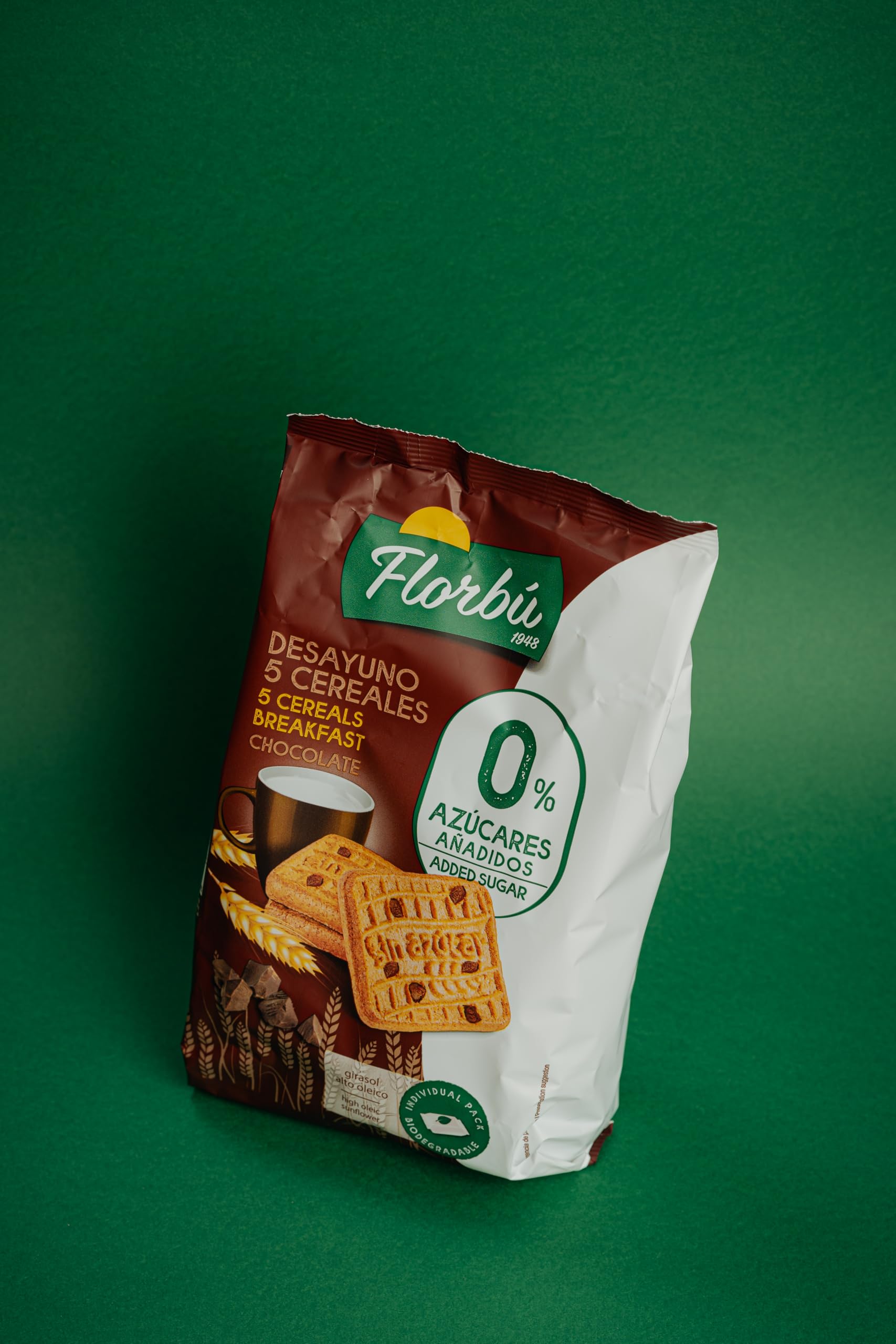 Florbu Chocolate Breakfast Biscuits - Zero Added Sugar | Wholemeal | Low Sugar | 5 Cereals