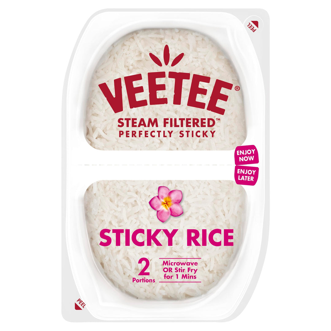 Veetee Sticky Rice Pots - Steam Filtered Short Grain Rice, 2x130g