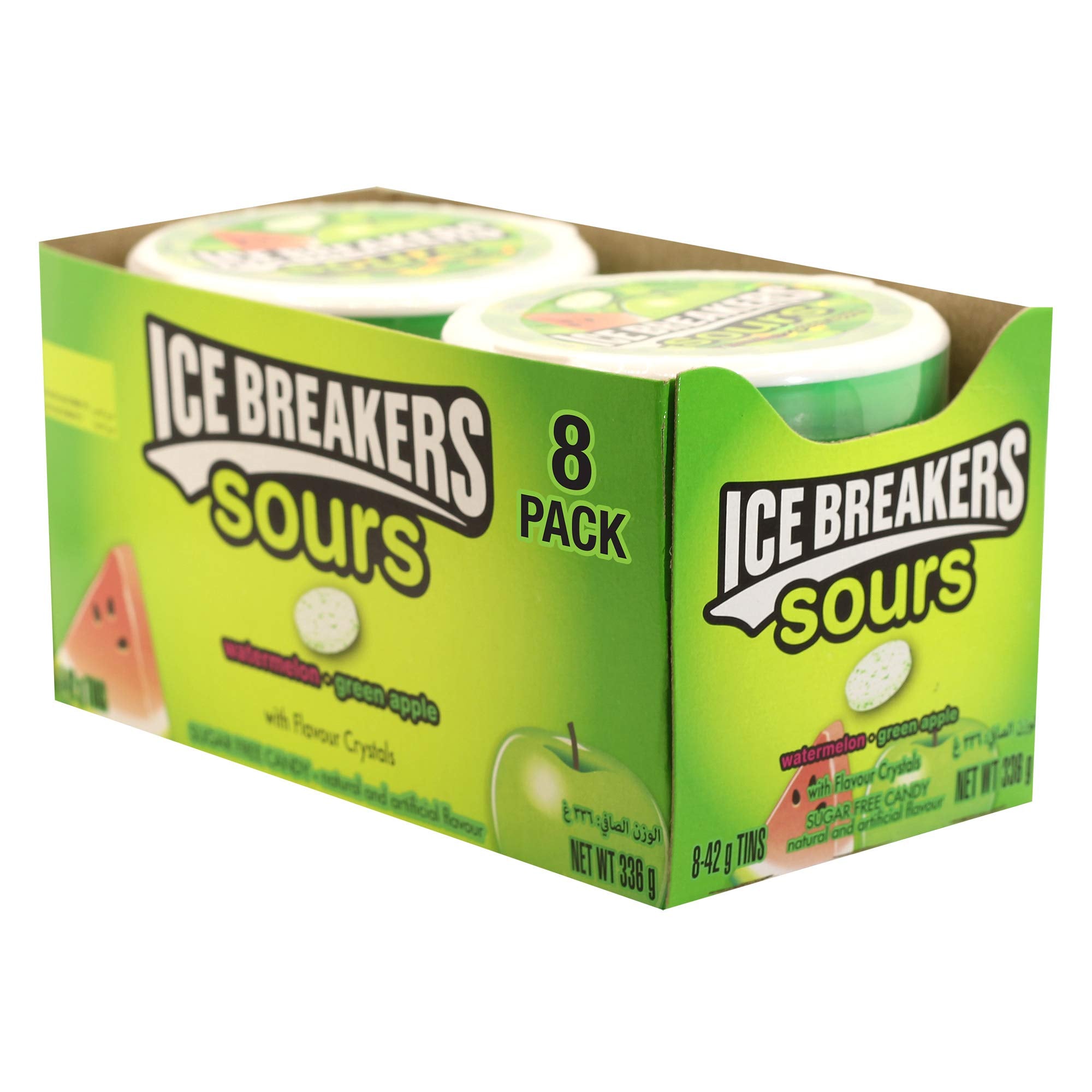 Reese's Ice Breakers Sours Sugar Free Mints - Watermelon & Green Apple Flavor | 8 x 42g Travel Packs 3