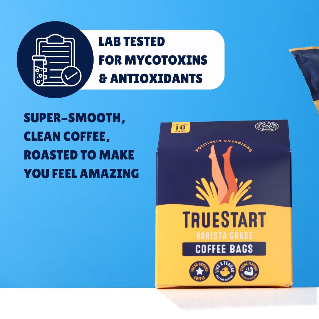 TrueStart Smooth Energising Colombian Arabica Coffee Bags – 30 Individually Wrapped, Mycotoxin-Free, Gluten-Free, Rich in Antioxidants