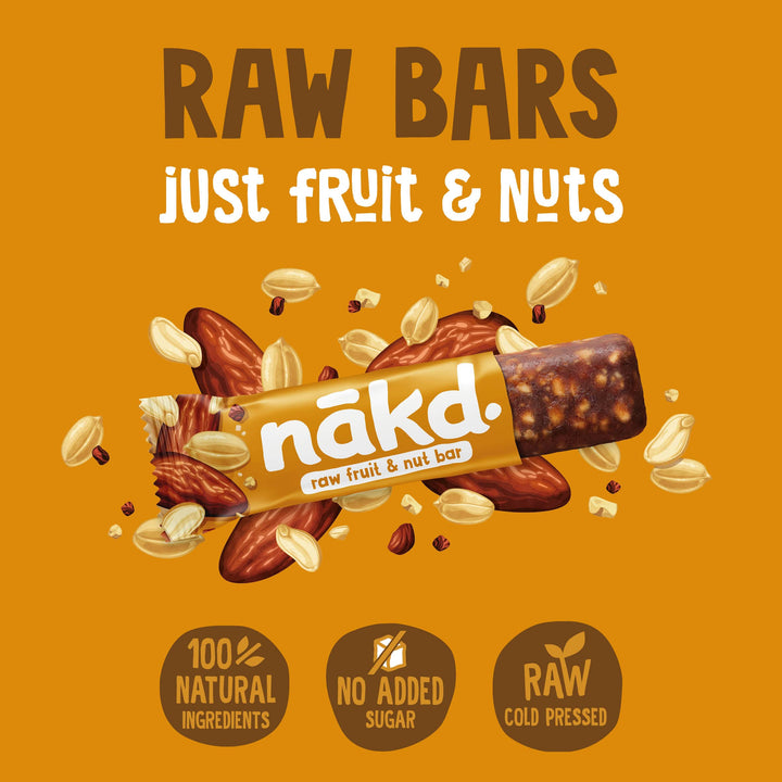 Nakd Peanut Delight Natural Fruit & Nut Bars - Vegan, Gluten Free, No Added Sugar - 35g x 18 Bars