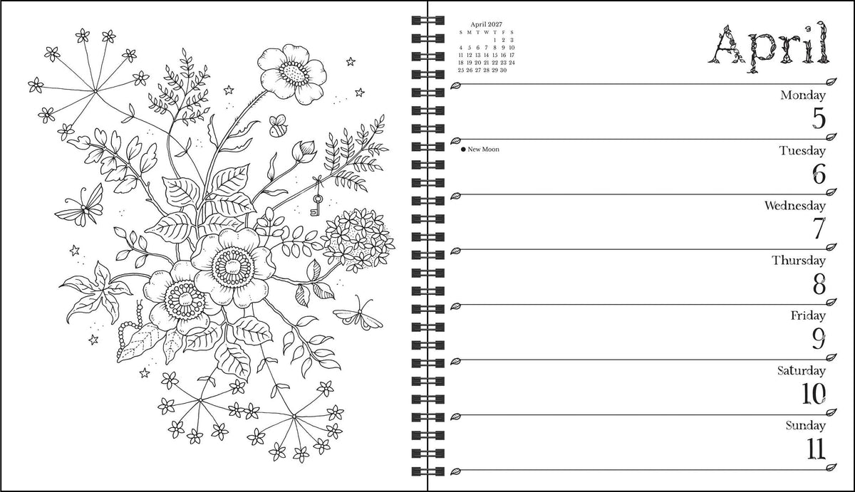 Johanna Basford 2027 Weekly Coloring Calendar - 120 Pages, January–December