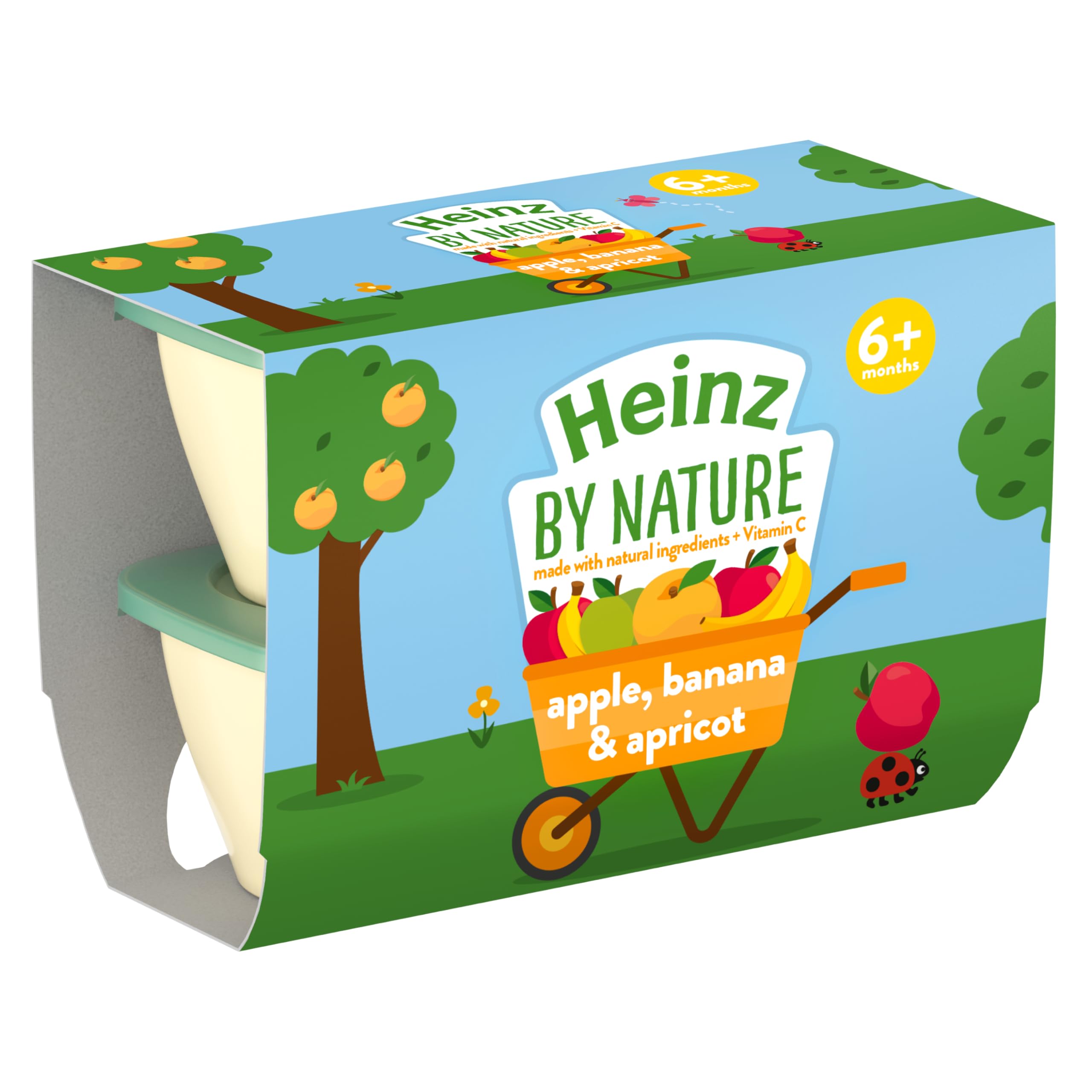 HEINZ Apple Banana Apricot Fruit Pots - 4 x 100g Pots | Gluten Free | No Added Sugar