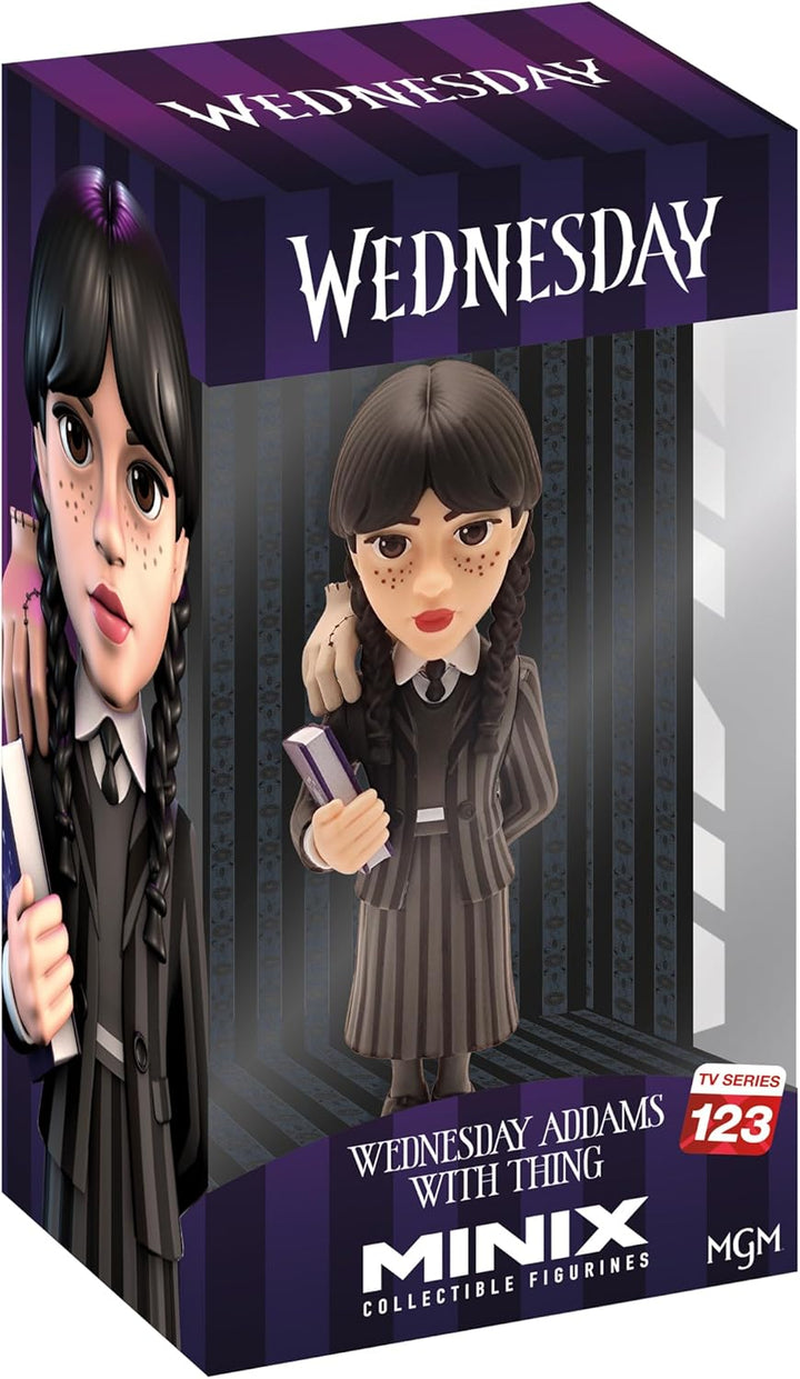 Minix Collectible Figurines Wednesday Addams Series - Wednesday Addams with Thing Collectible Figure (WED-01)