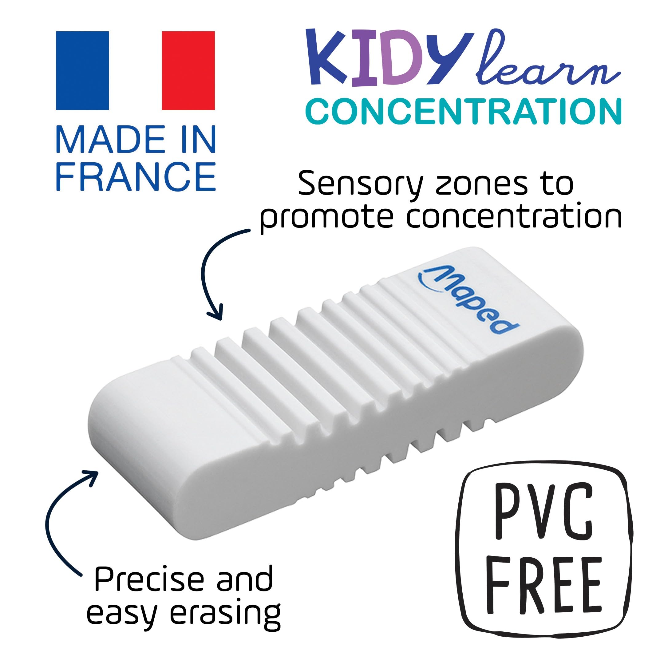 Maped Kidy Learn Concentration Erasers - Textured Surface, Pack of 2