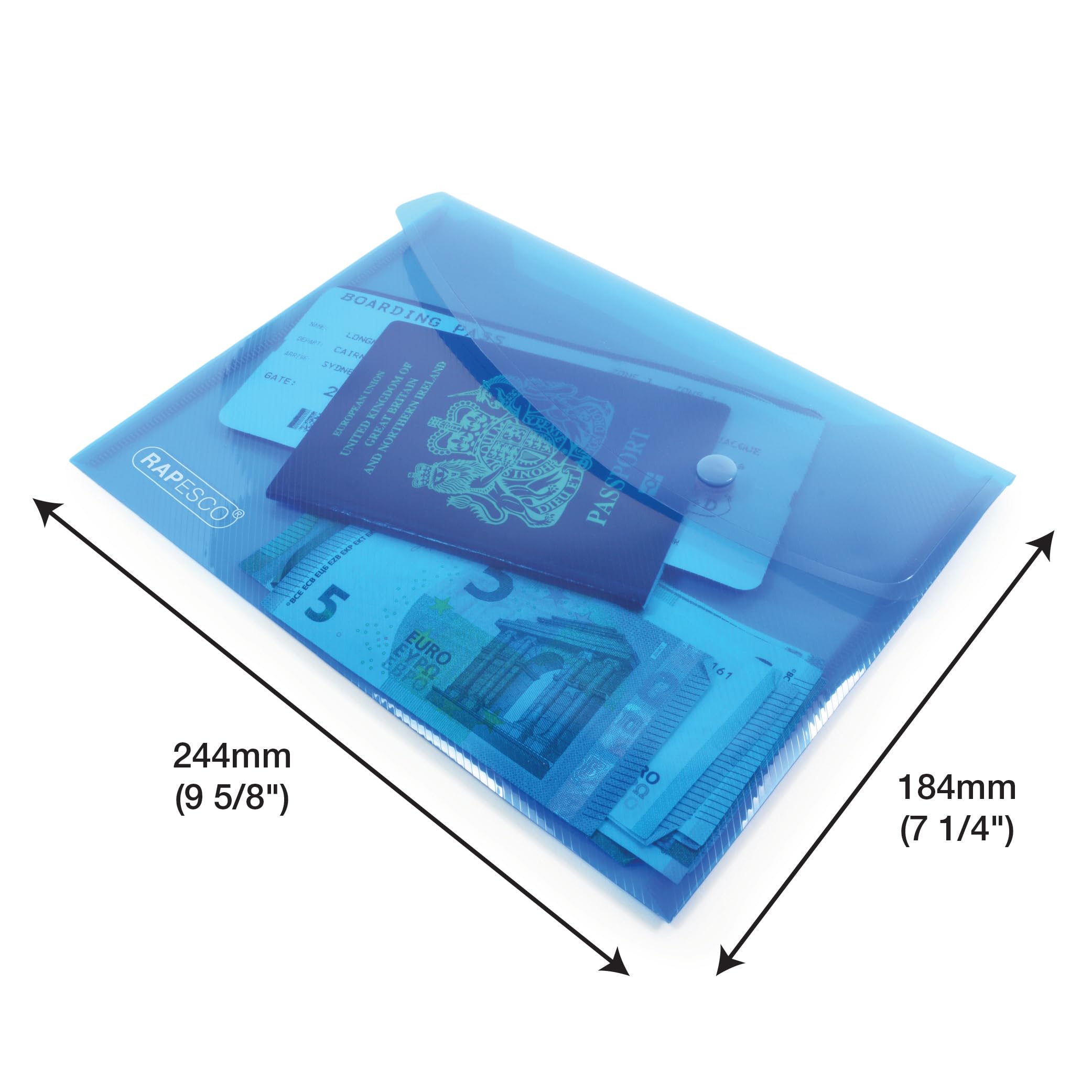 RAPESCO 1679 ECO Recycled Popper Wallets - A5, Pack of 10, Assorted Bright Transparent Colours 5