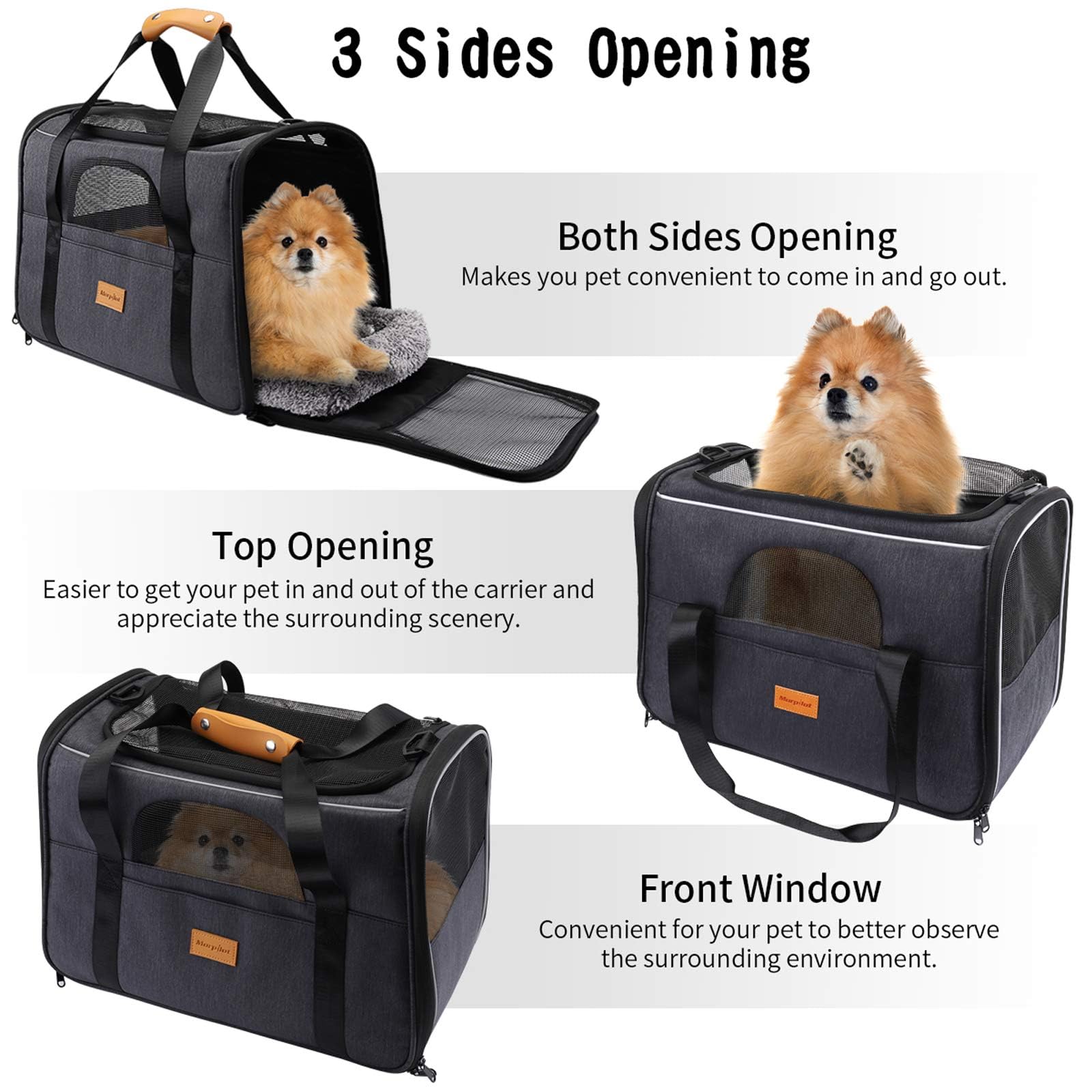 Morpilot Airline Approved Pet Carrier Handbag - Up to 9kg | Polyester | Grey 4