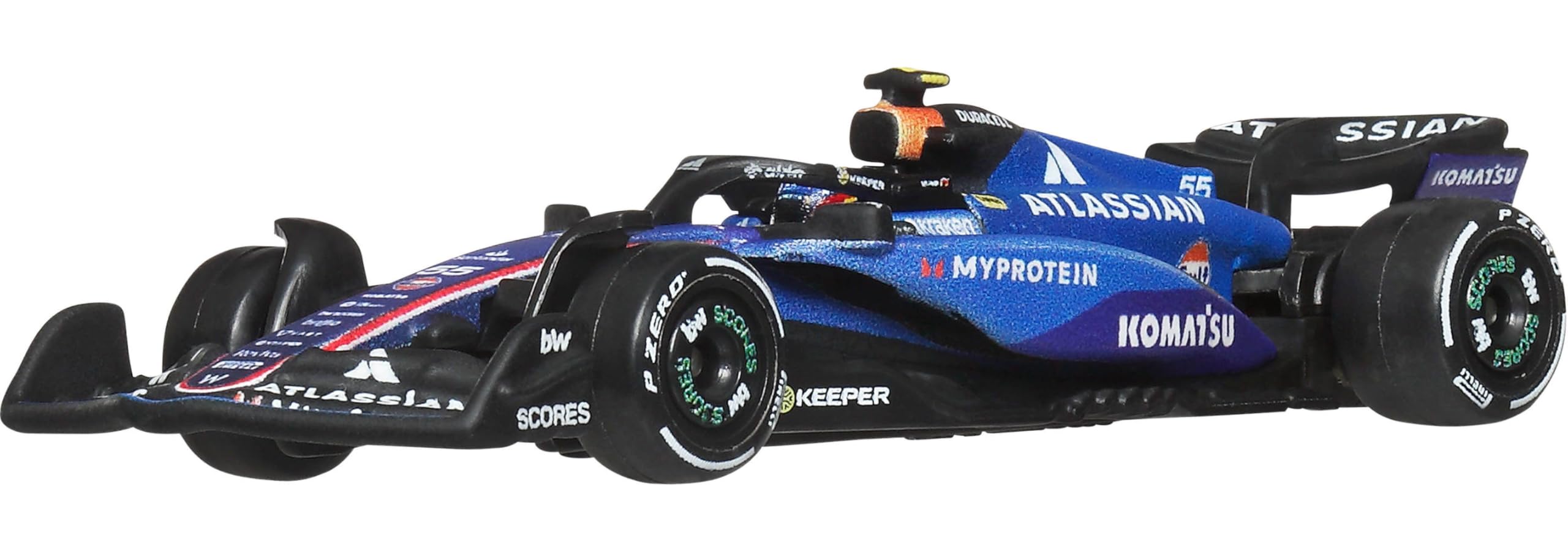 Hot Wheels Formula 1 Atlassian Williams Racing #55 Die-Cast Car | 1:64 Scale Metal/Metal | JKD85