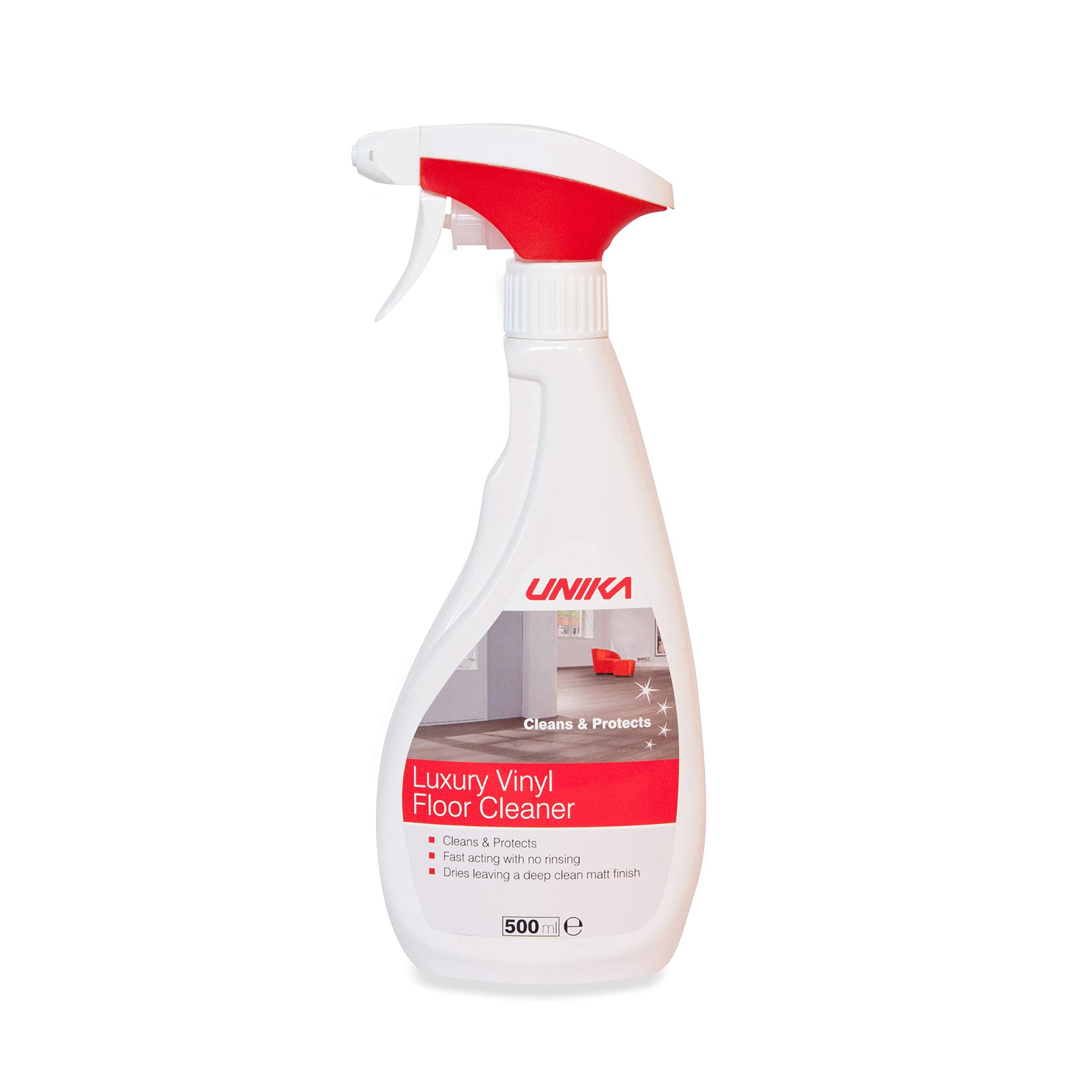 Unika Luxury Vinyl Floor Cleaner Spray - 500ml Lemon Scent | No Polish Build-Up | Dries to a Sparkling Shine 1