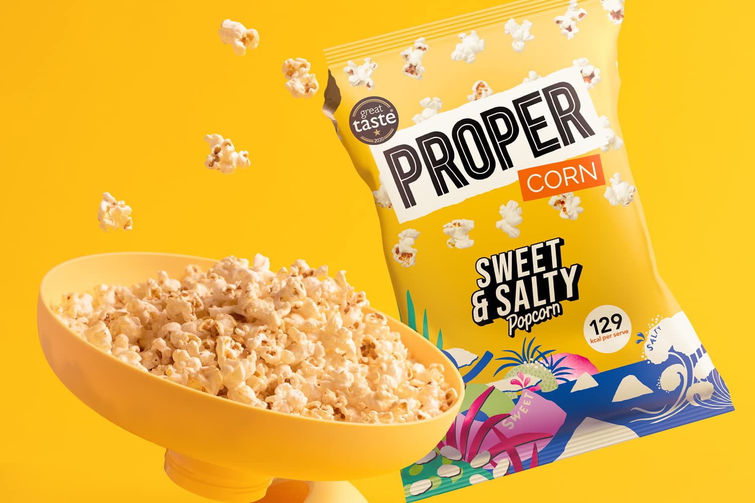 PROPER Sweet & Salty Popcorn, 90g x 8, Sharing Bags, Natural Sea Salt and Demerara Sugar 4