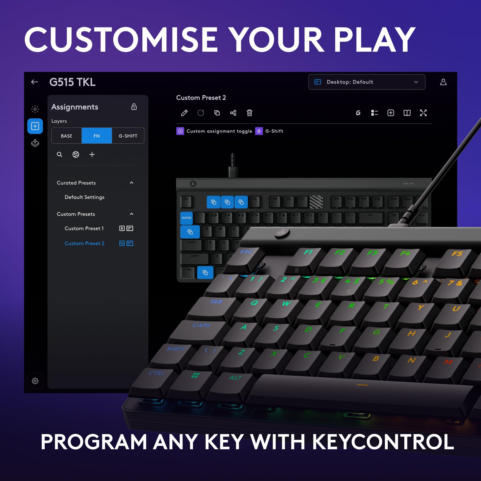 Logitech G G515 TKL Wired Low Profile Gaming Keyboard with GL Mechanical Switches and LIGHTSYNC RGB 5