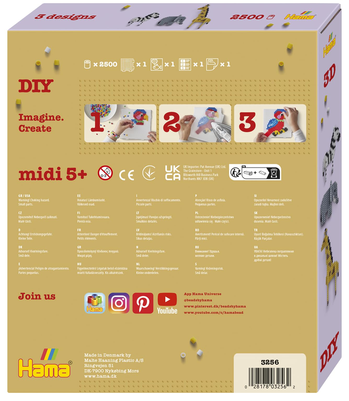 Hama Gift Box - 3D Safari | 2500 Fuse Beads & Large Square Pegboard 4