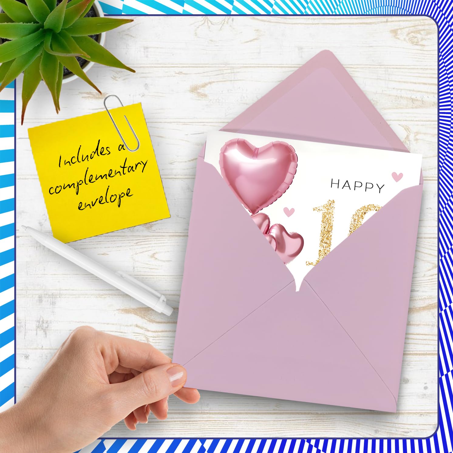 Stuff4 10th Birthday Card for Girls - Pink Glitter Balloons | 145mm x 145mm | Blank Inside 5