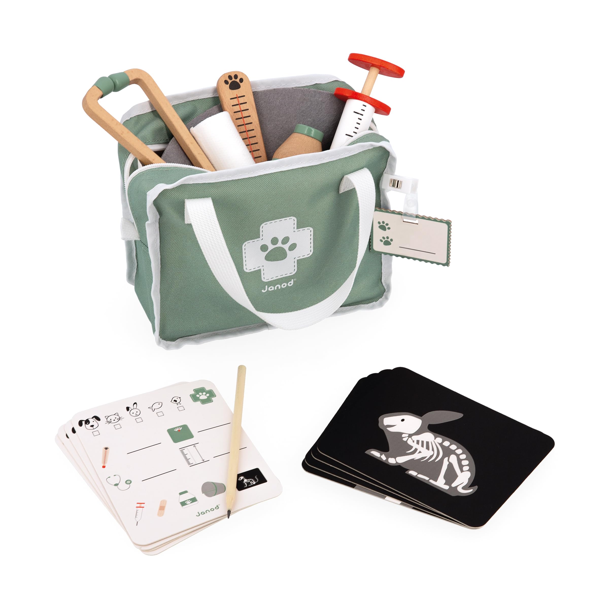 Janod Vet Kit - Pretend Play Occupation Set for Ages 3-8 with 16 Accessories 5