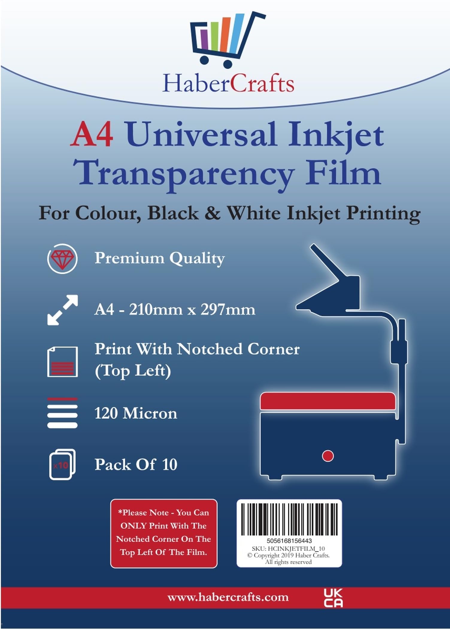 Habercrafts Universal Inkjet Transparency Film - A4 Clear OHP Sheets | 120gsm | 10 Pack 1
