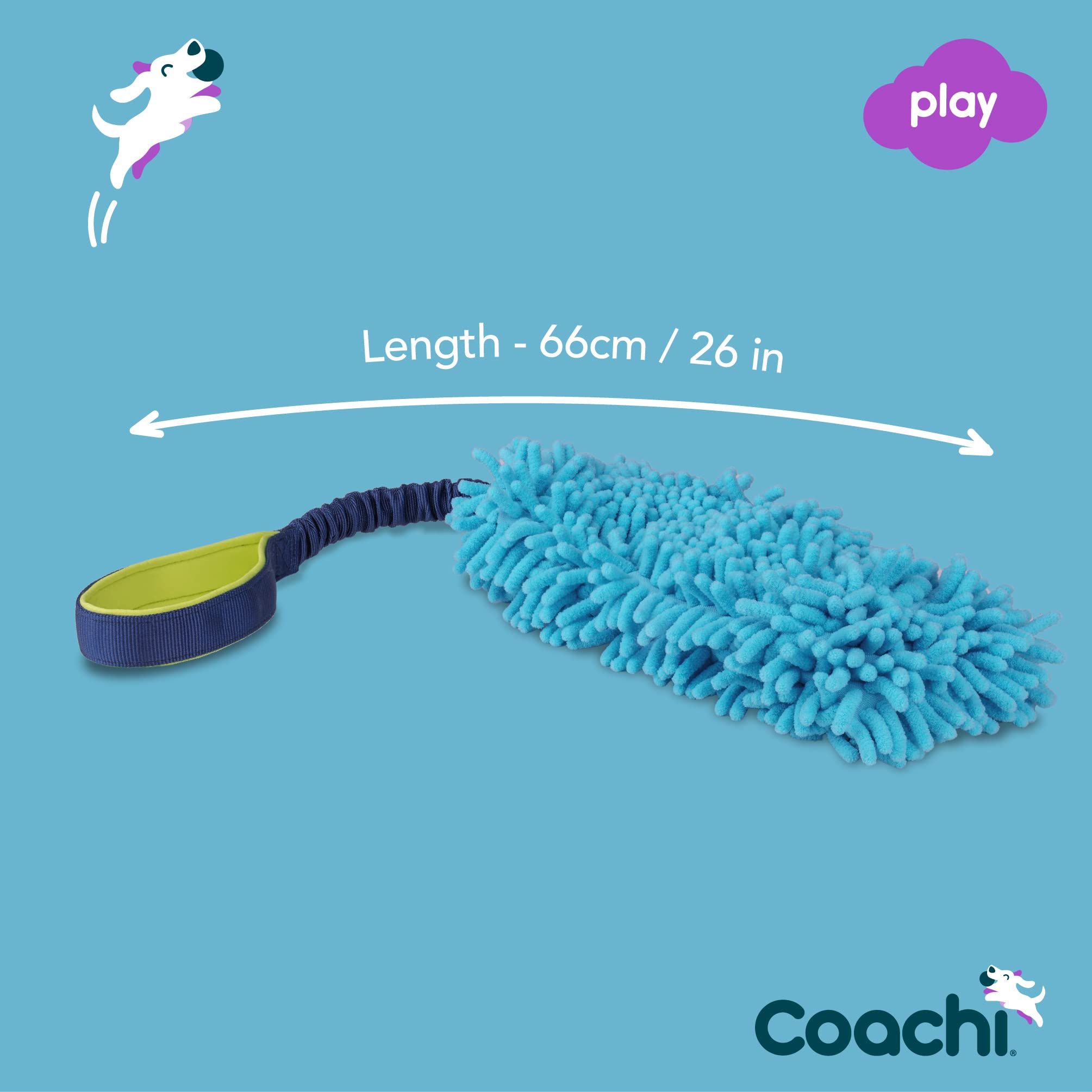 Coachi Tuggi Hide Interactive Dog Chew Toy - Strong Bungee & Neoprene Handle | Navy, Lime, Light Blue 4