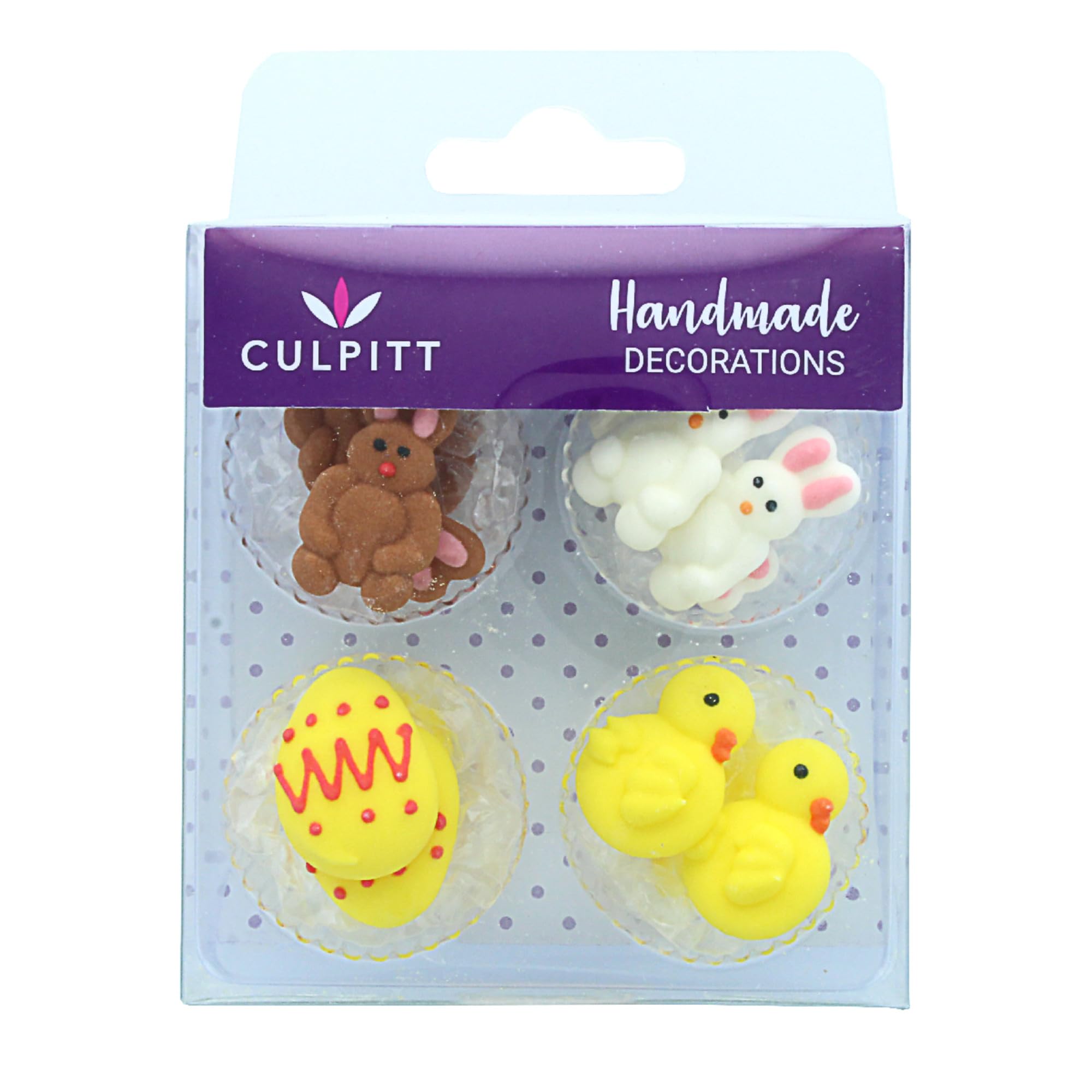 Culpitt Edible Sugar Cake Toppers - Chick, Egg, and Rabbit Decorations | Pack of 12 | 27mm 1