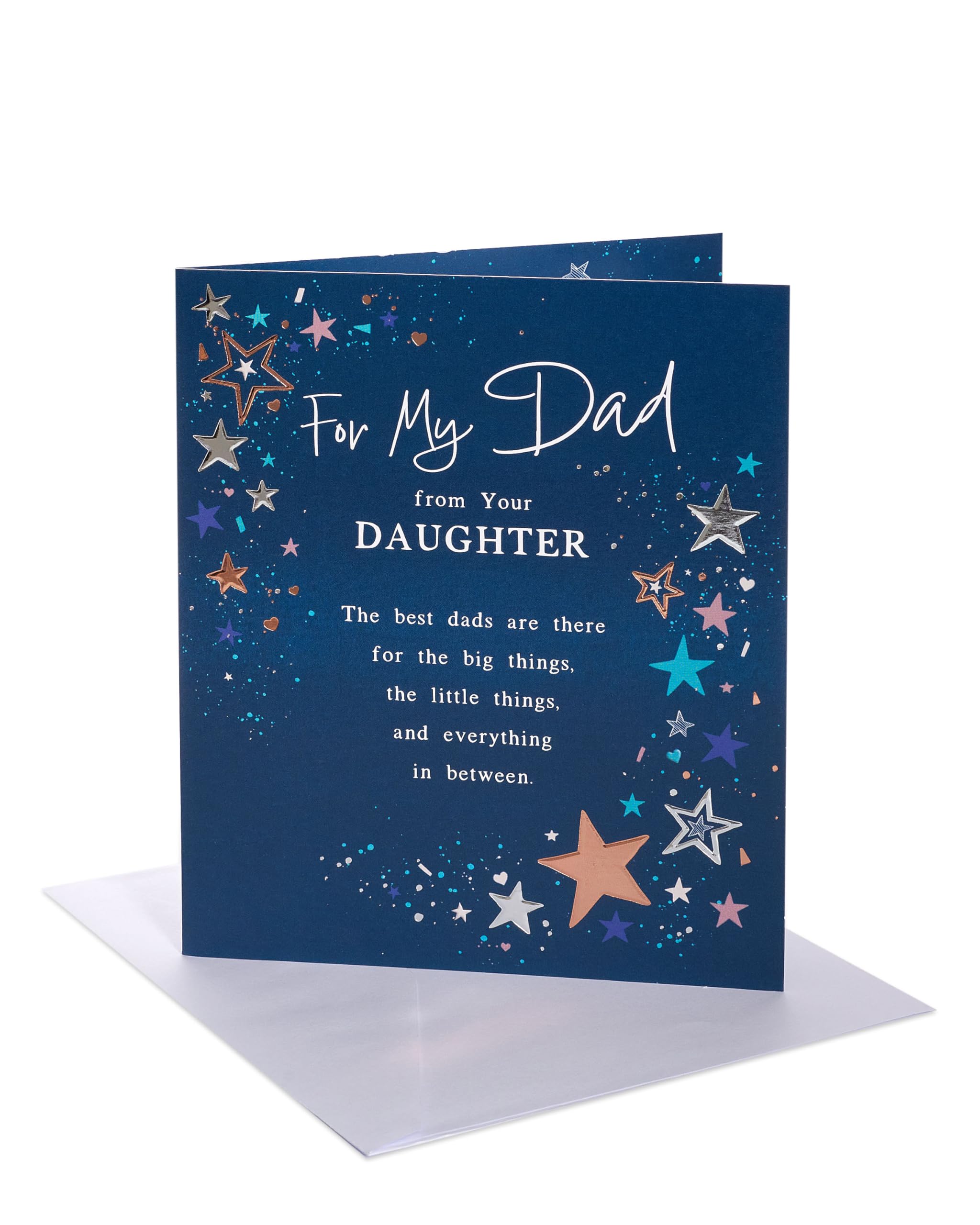 UK Greetings Dad from Daughter Birthday Card | Embossed Silver & Copper Foil | 165 x 190 mm