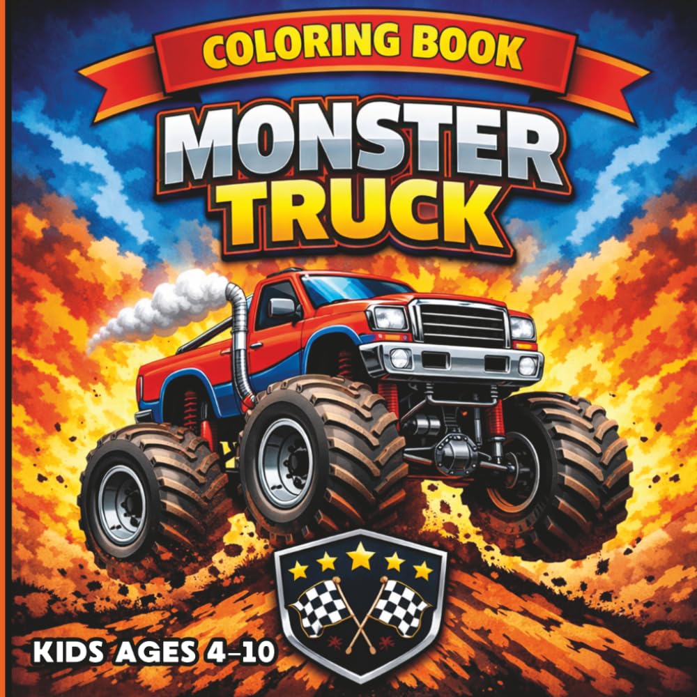 Ecom Editions Monster Truck Colouring Book for Kids Ages 4–10 | Paperback | 102 Pages 1