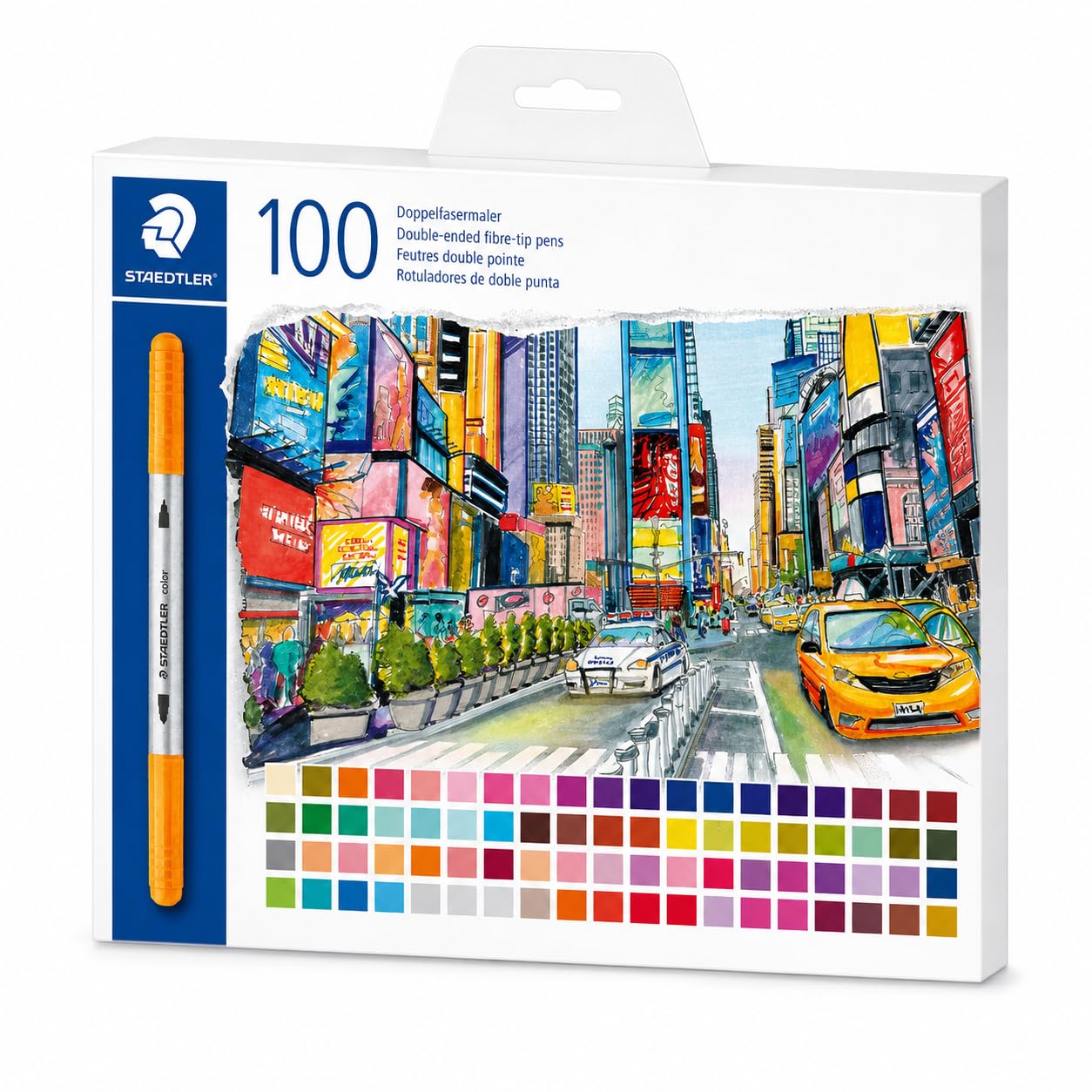 STAEDTLER 3200 Dual-Tip Felt Tip Colouring Pens & Fineliners - 100 Assorted Colours 1