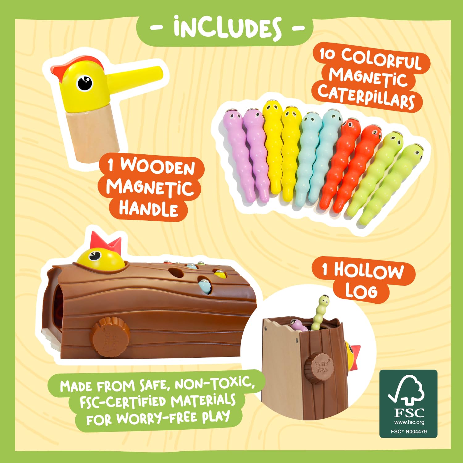 Nene Toys Little Woodpecker - Montessori Educational Toy for Toddlers 2-4 Years 5