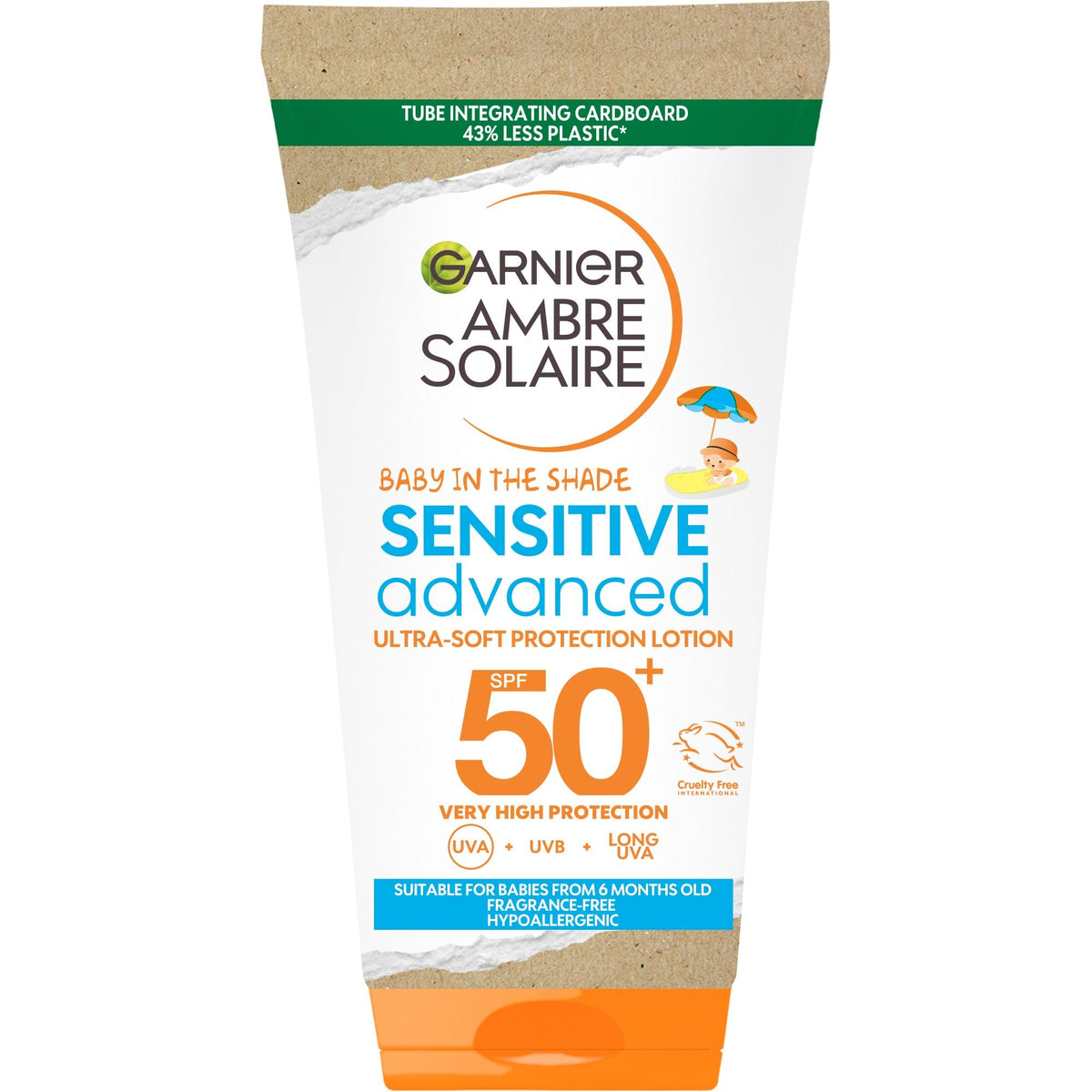 Garnier Ambre Solaire Baby Sun Cream SPF50 - Very High Protection, Hypoallergenic, Fragrance-Free | 50ml