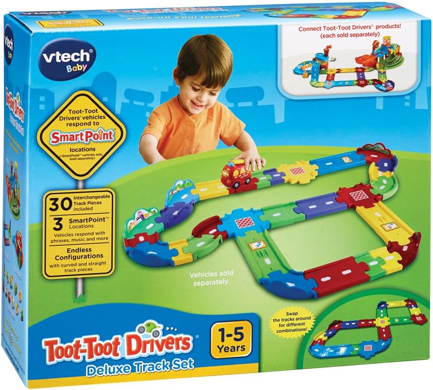 VTech Toot-Toot Drivers Deluxe Car Track Set - 30-Piece Interactive Playset for Toddlers 12M+ 5