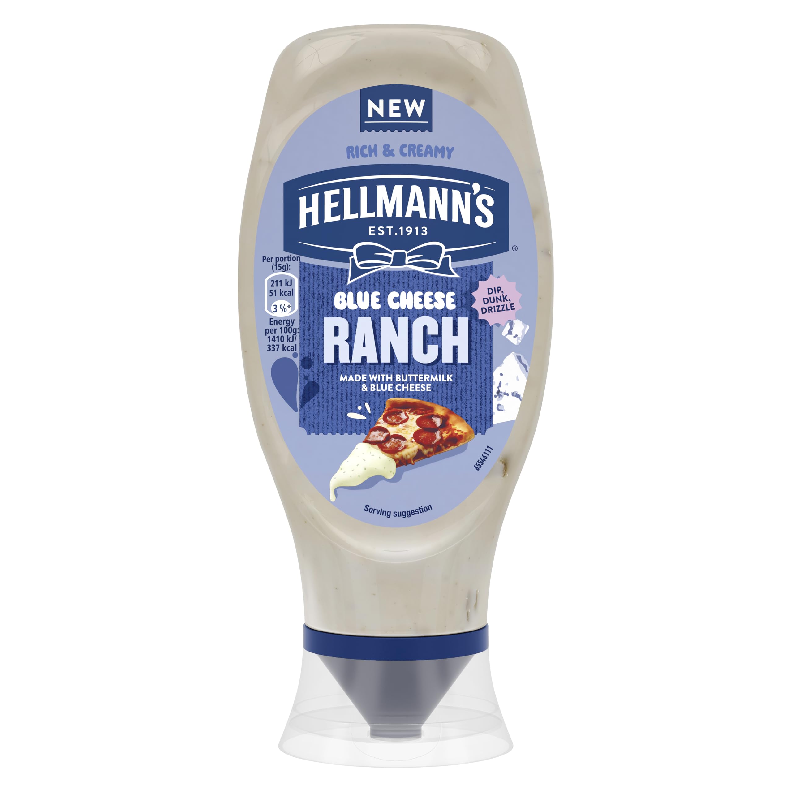 Hellmann's Blue Cheese Ranch Sauce with Buttermilk for Dipping and Drizzling | 430 ml Bottle | Gluten Free