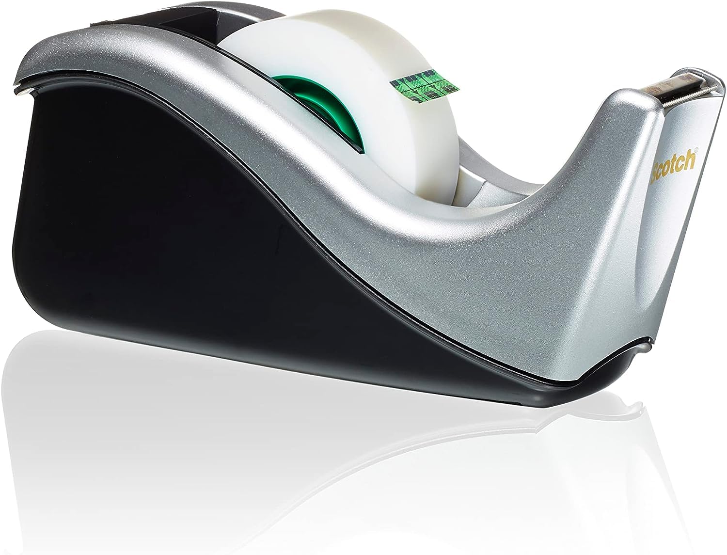 Scotch Tape Dispenser C60 - Weighted Base for One-Handed Use | Includes 1 Roll Magic Tape 19mm x 33m