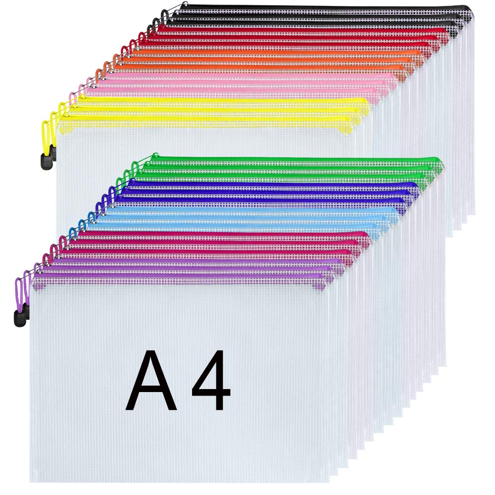 NORTHERN BROTHERS 30PCS A4 Zip Wallets - Waterproof PVC Document Folders with Zipper Closure 1