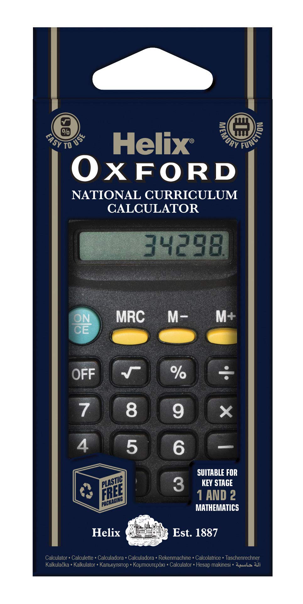 Helix RC1070 Basic Calculator - 8 Digit LCD | Solar & Battery Powered | Plastic Free Packaging 1