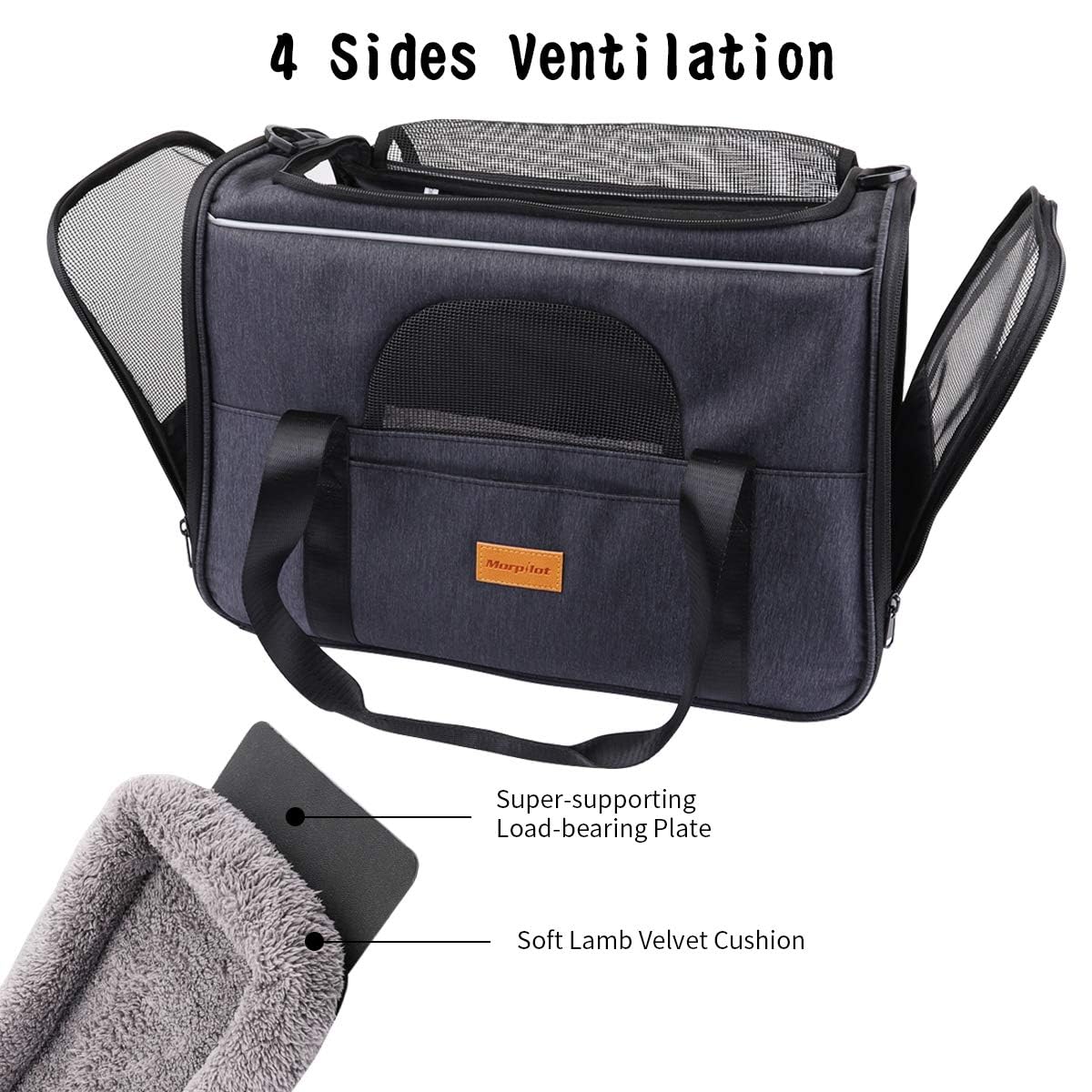 morpilot Airline Approved Soft-Sided Pet Carrier - Grey | 47x32x36 cm | Up to 9kg 5