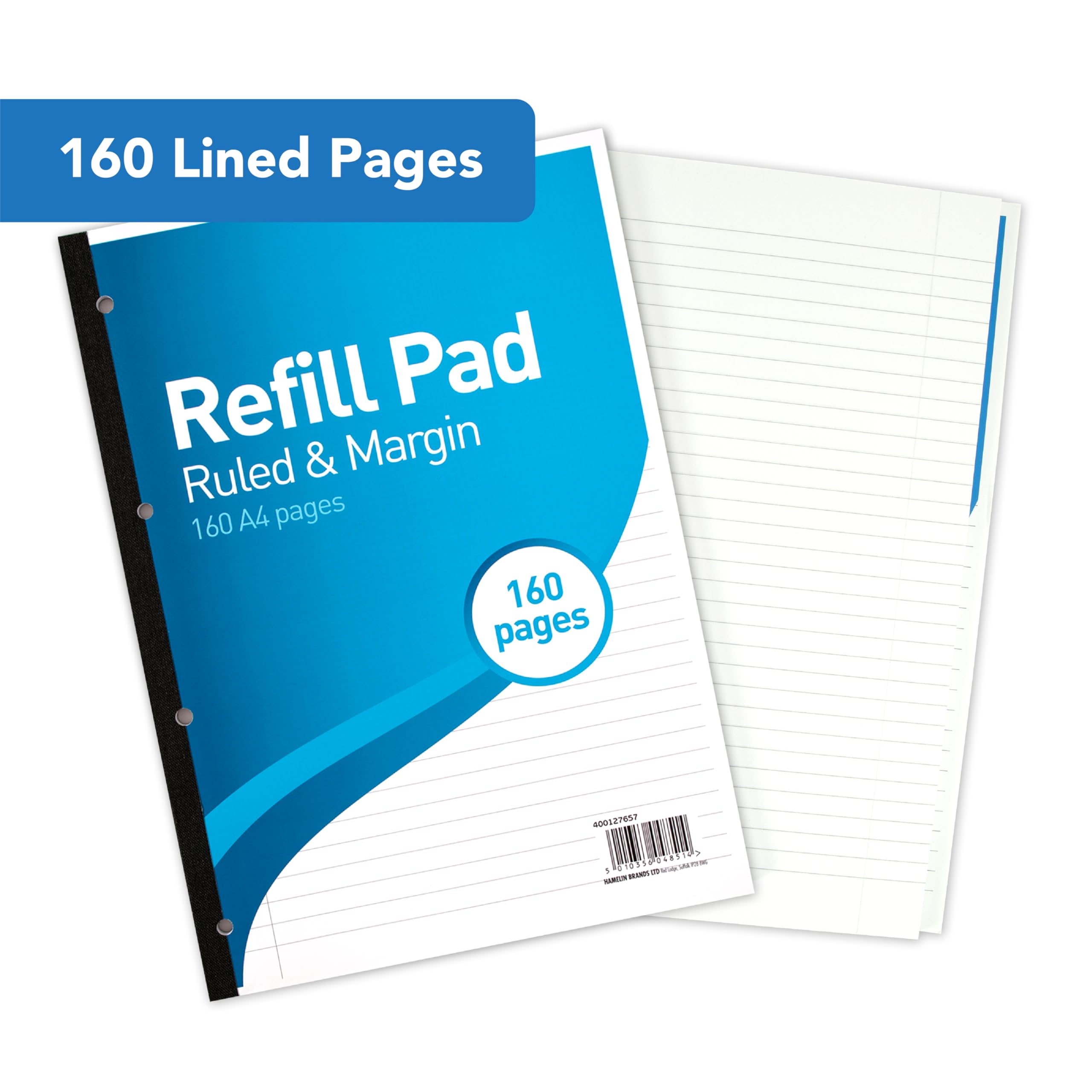SUMMIT A4 Lined Refill Pad - 160 Pages, 8mm Ruled with Margin, 4-Hole Punched 3