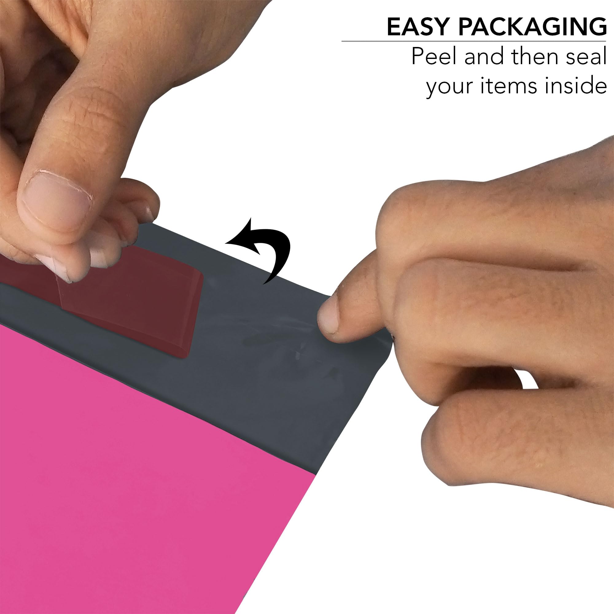 iSOUL 100 Mixed Mailing Poly Postal Self Seal Bags | 4 Sizes (6x9, 9x12, 10x14, 12x16) | Hot Pink