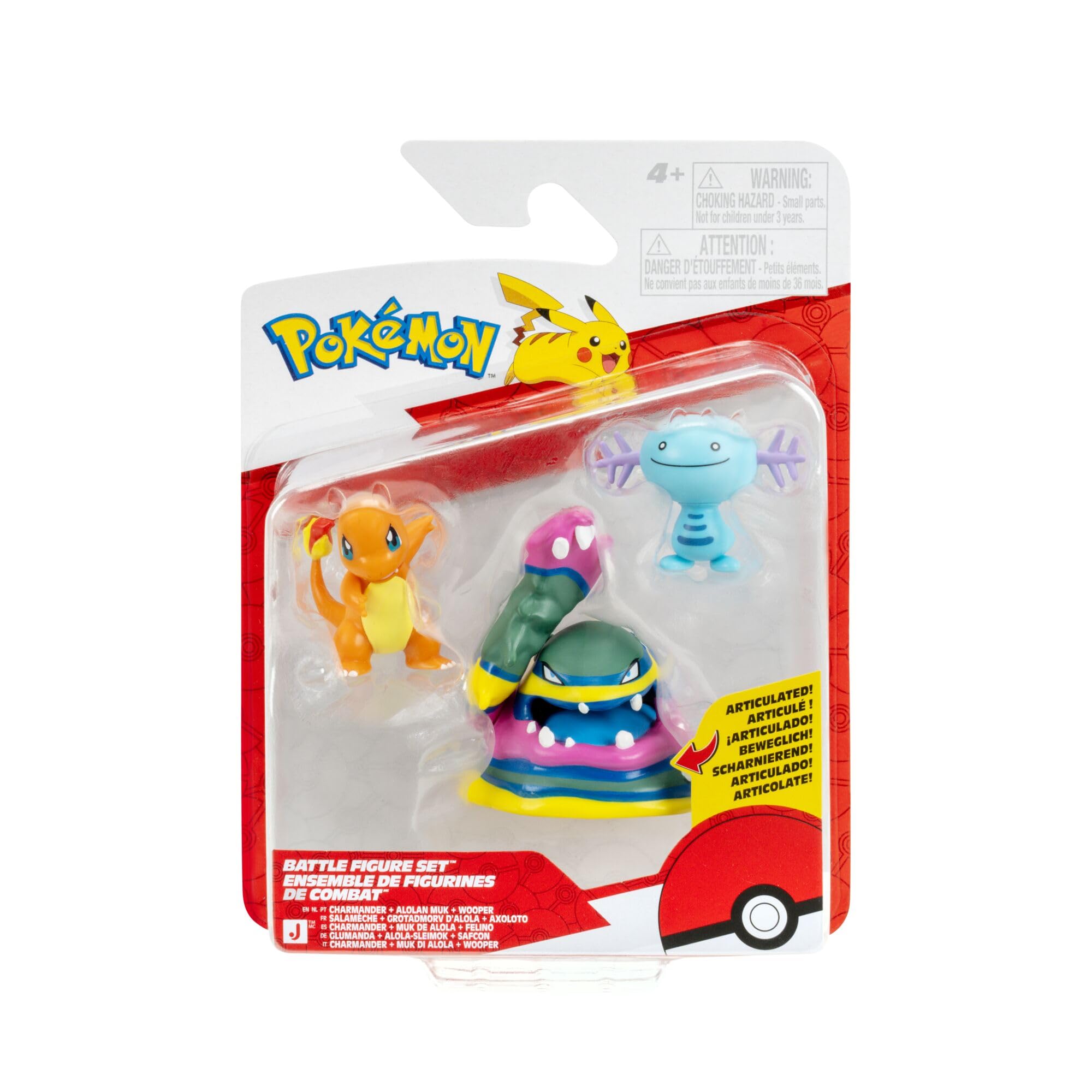 Pokémon Battle Figure 3 Pack - Charmander, Wooper, & Alolan Muk | Classic Edition 2