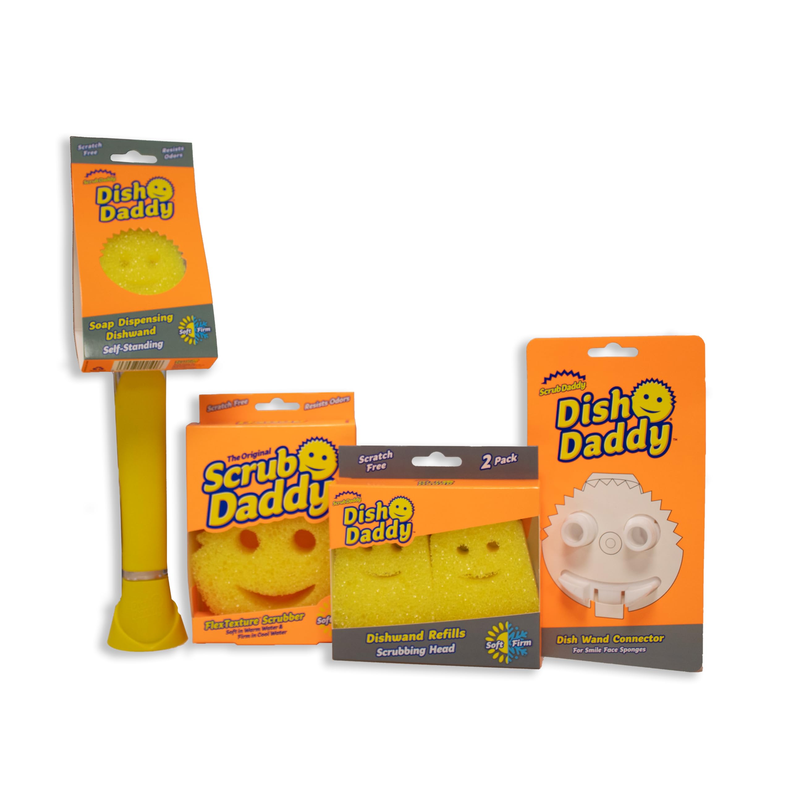 Scrub Daddy Dish Daddy Wand Bundle | Soap Dispensing Scrubber with Texture Changing Sponge & Refills 1