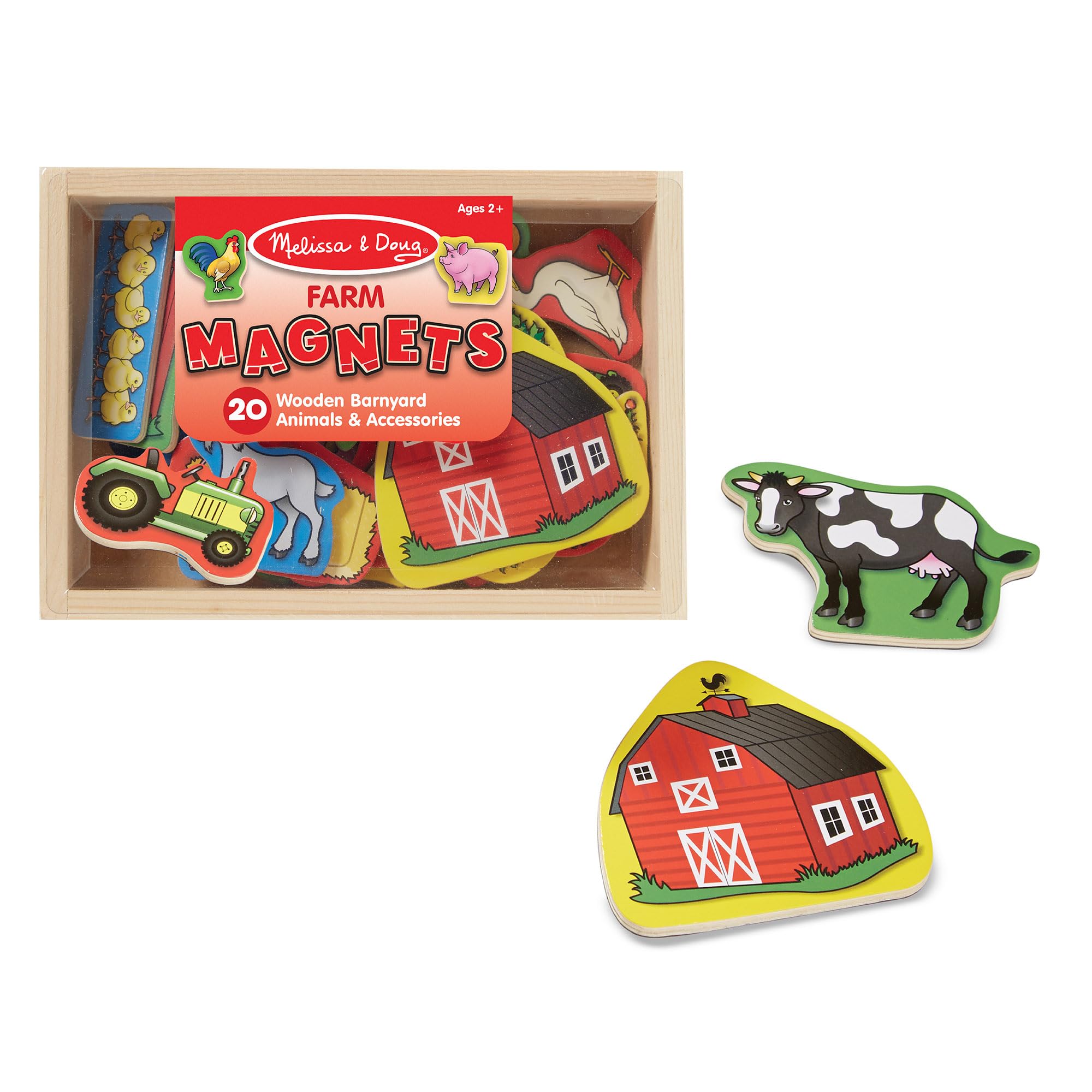 Melissa & Doug 20 Wooden Farm Magnets in a Box | Fine Motor Skills Development | Ages 2+