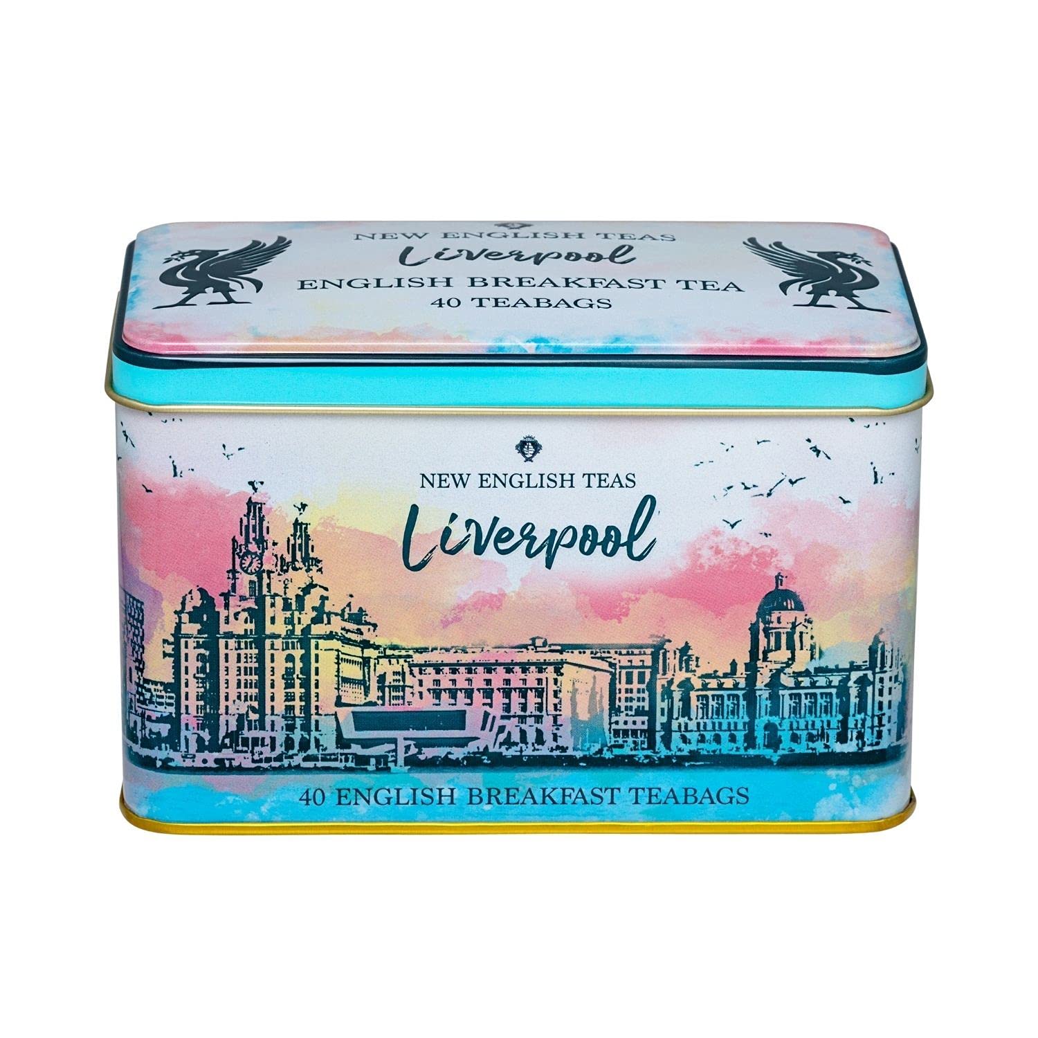 New English Teas Liverpool Gifts Tea Caddy with 40 English Breakfast Teabags