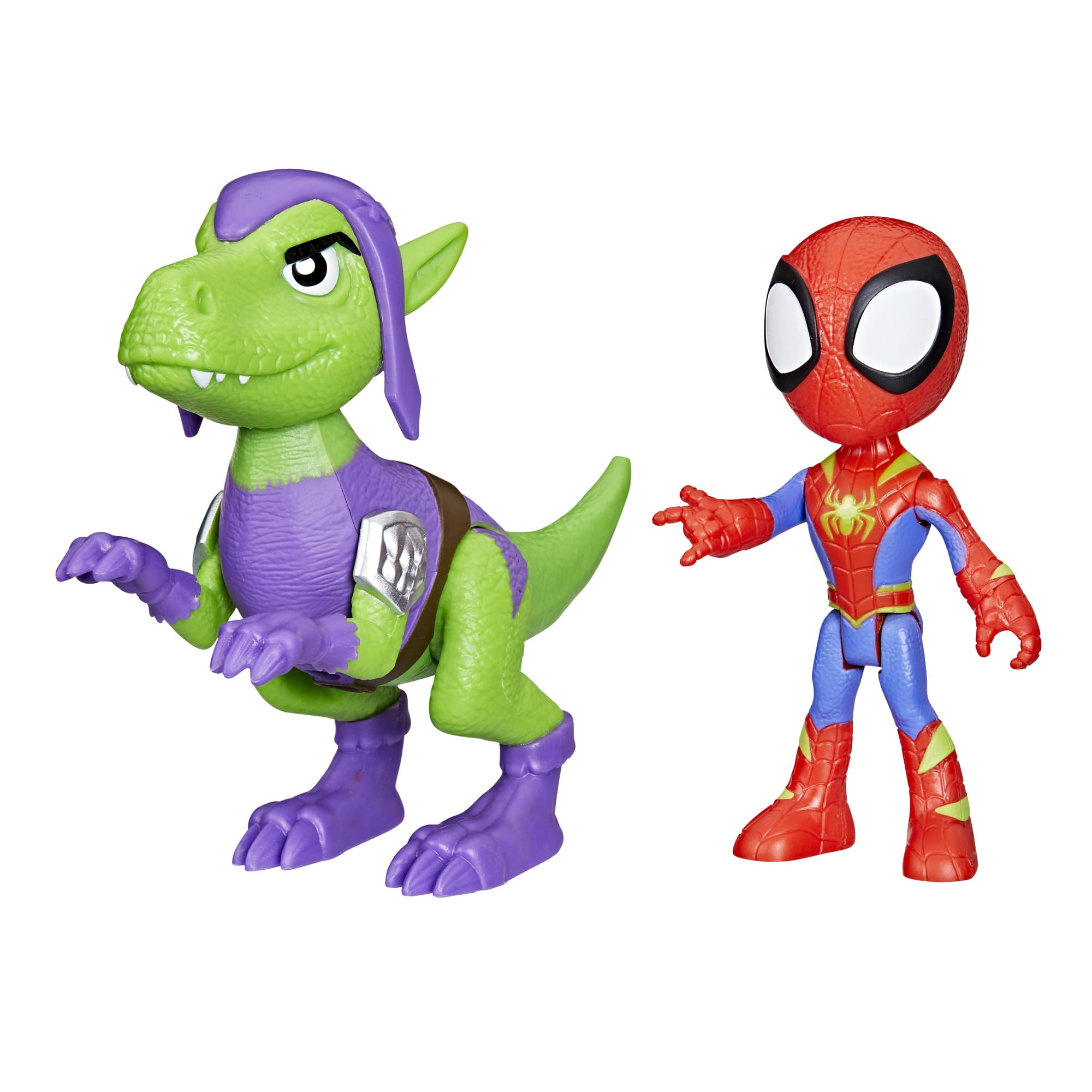 SPIDEY AND HIS AMAZING FRIENDS Dino-Webs Spidey & Goblin Raptor Dino 10 cm Action Figure Set (2 Figures)
