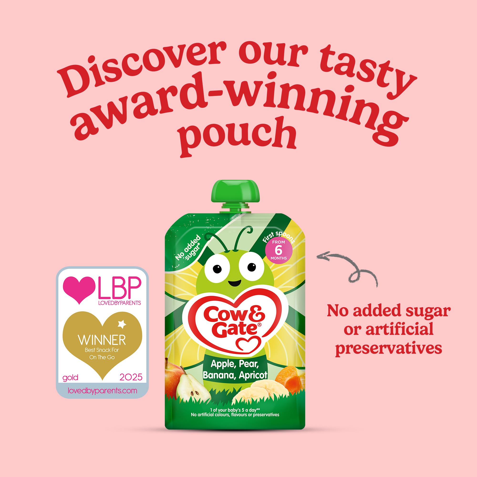 Cow & Gate Pear Carrot Prune Beetroot Baby Food Pouch - 6x100g, Suitable from 4 Months 7