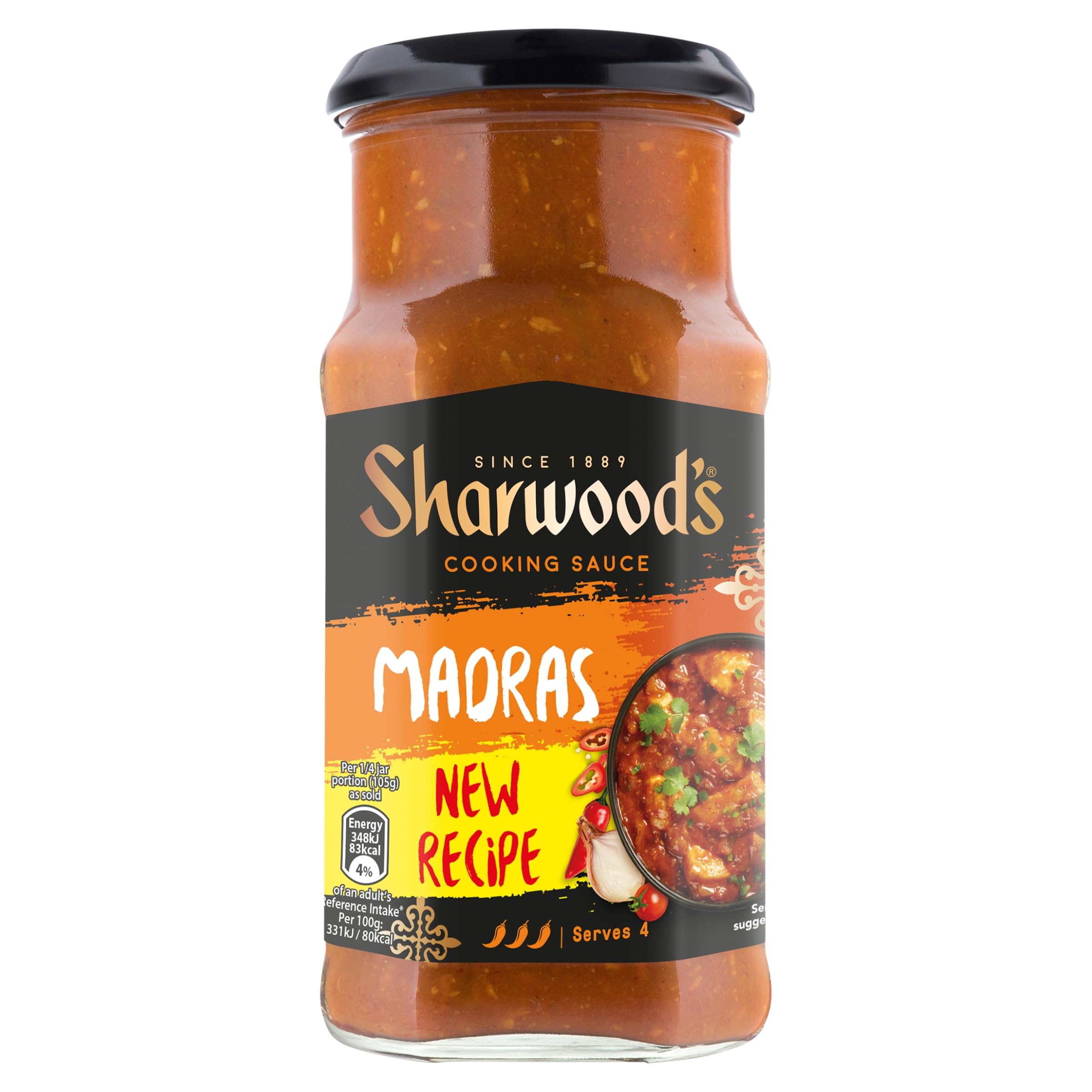Sharwood's Madras Curry Sauce - Authentic Indian Flavour | Medium Heat | 420g Jar 1