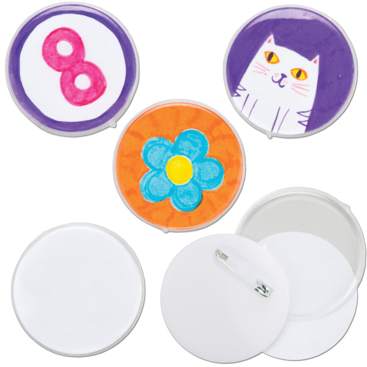 Baker Ross Design Your Own Badges - 10 Pack, White, 55 mm