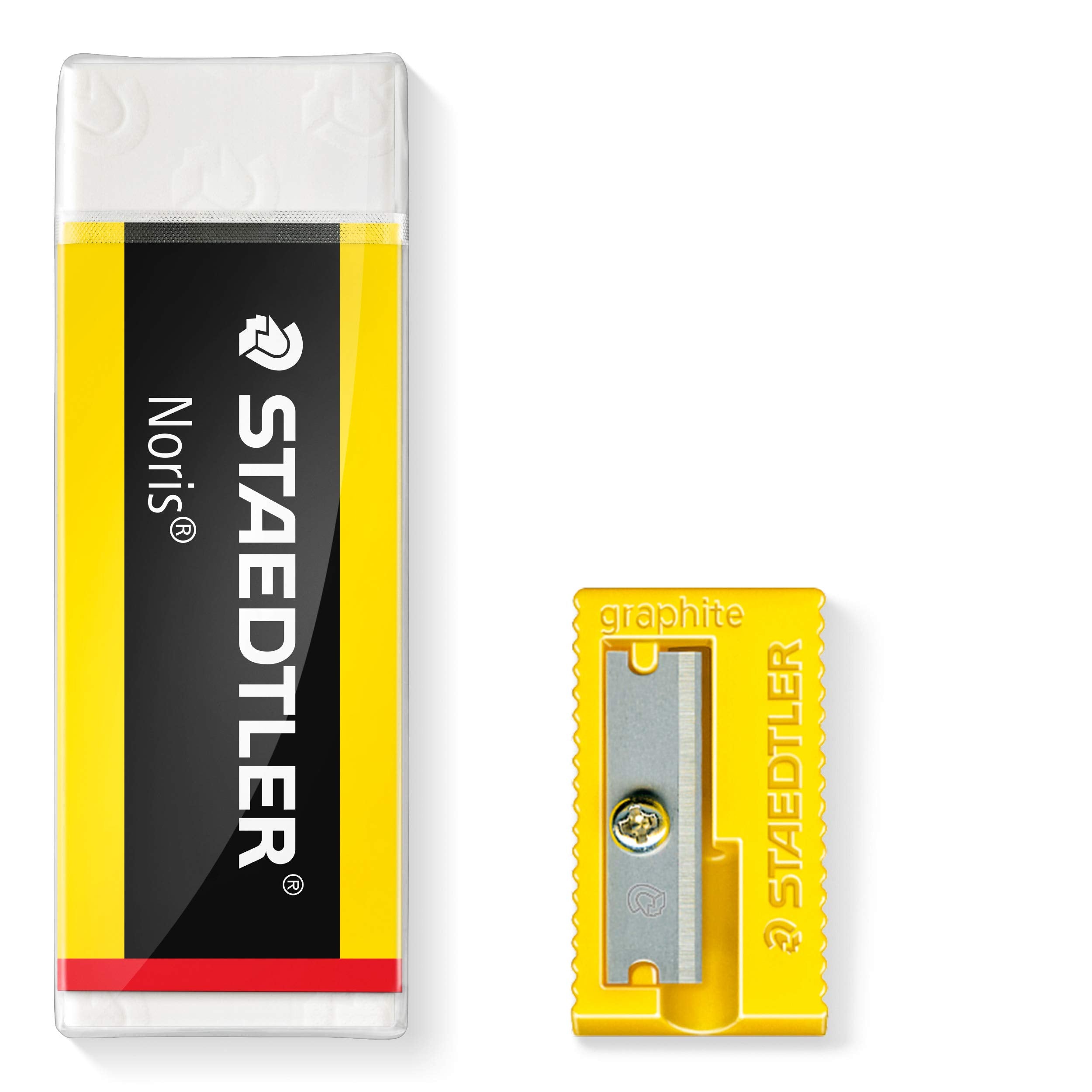 STAEDTLER Noris Cube Eraser & Plastic Sharpener Set - Latex & Phthalate-Free | 65x23x13mm Eraser 2
