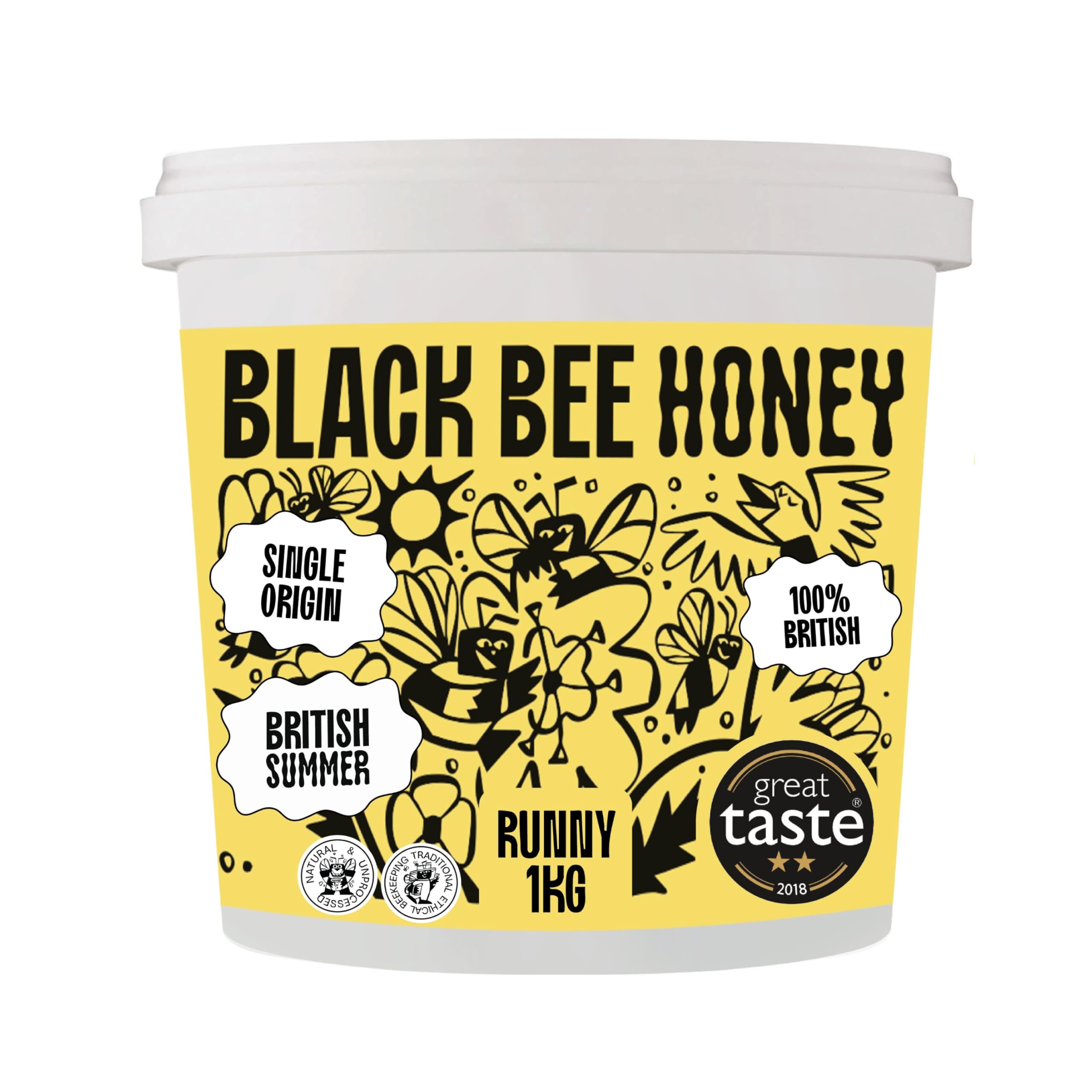Black Bee Honey British Summer Honey - Pure & Natural, Unprocessed | 1 kg Tub 1